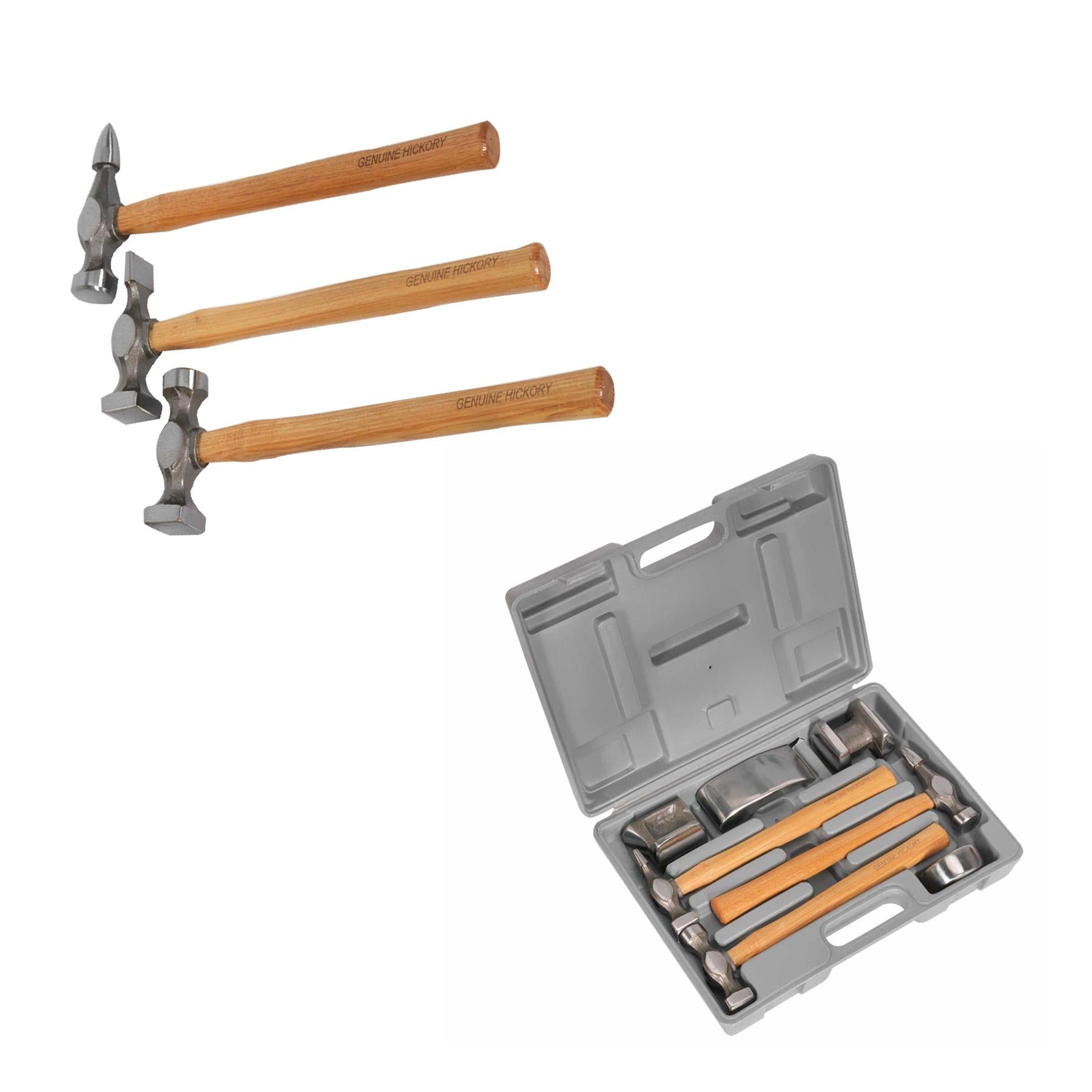Sealey CB507 Panel Body Beating Set Drop Forged Hickory Shaft Hammer Dolly Pick