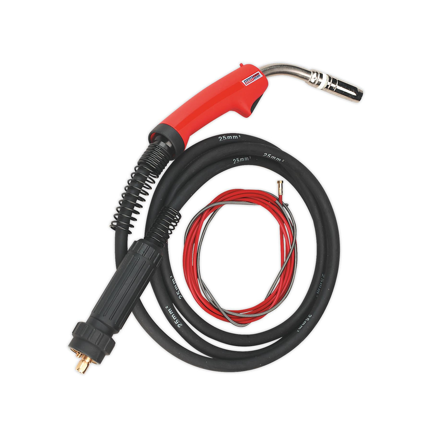 Sealey MIG Torch 3m Euro Connector MB25 Contoured Grip & Heat-Proof Cable