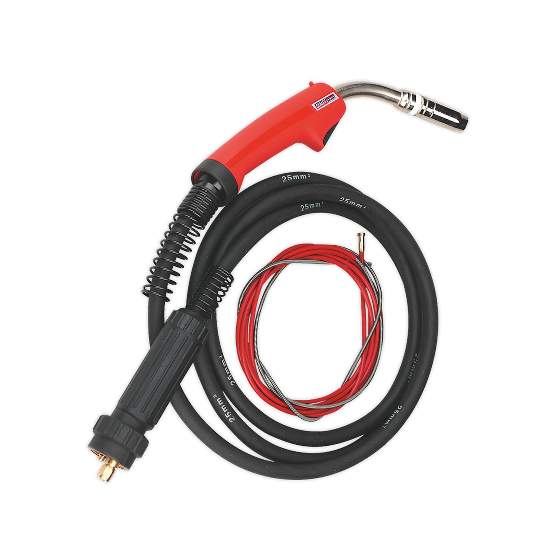 Sealey MIG Torch 3m Euro Connector MB25 Contoured Grip & Heat-Proof Cable