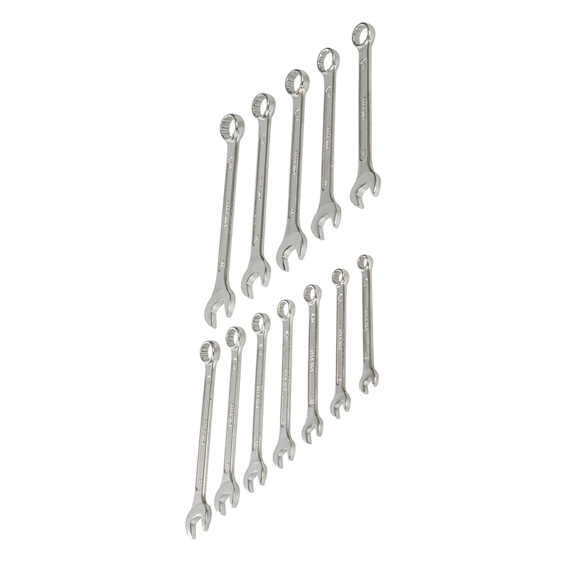 Professional 12Pc Metric Combination Spanner Set & Storage Rack