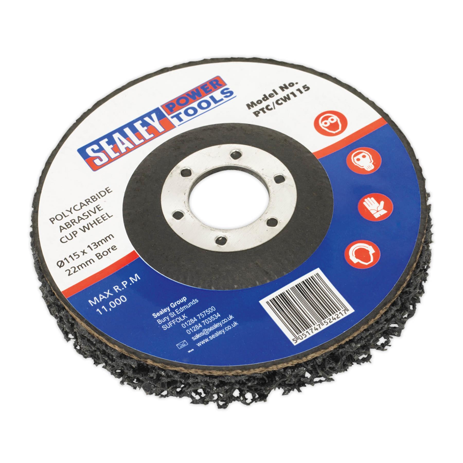 Sealey Polycarbide Cup Wheel �115 x 13 x �22mm