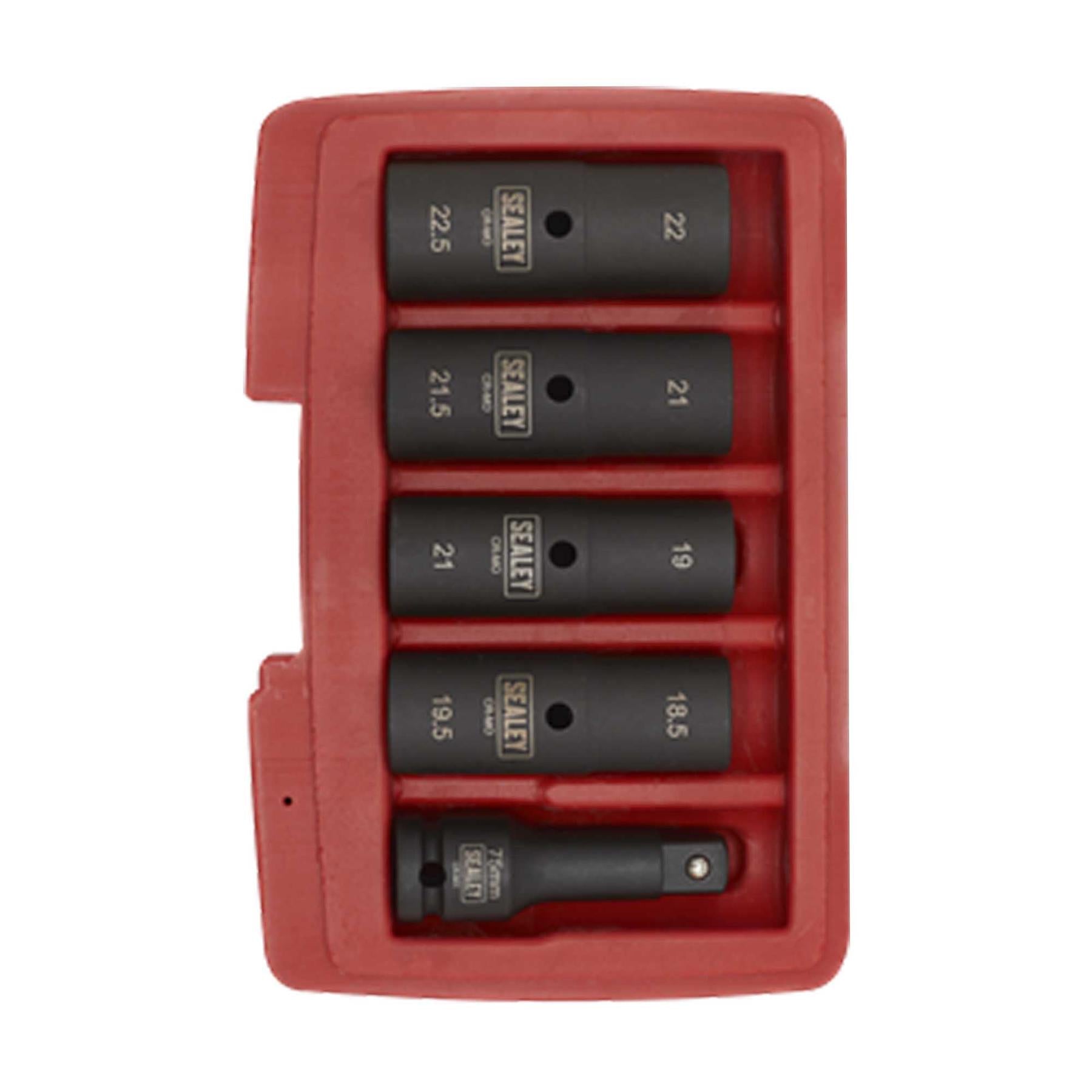 Impact Socket Set 1/2"Sq Drive 77mm Double Ended 18.5 x 22.5mm - 5pc