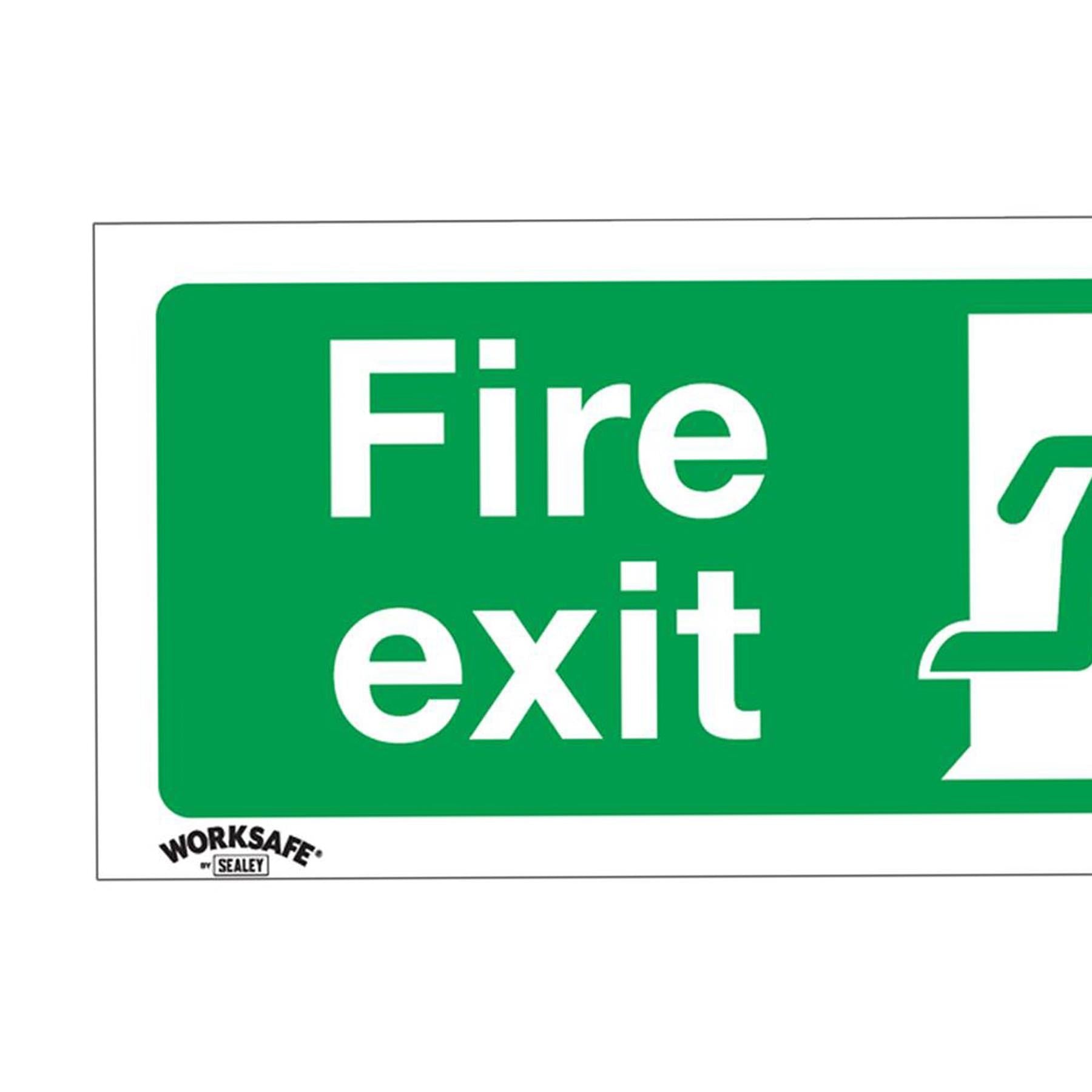 Sealey Safety Sign - Fire Exit (Down) - Self-Adhesive - Pack of 10