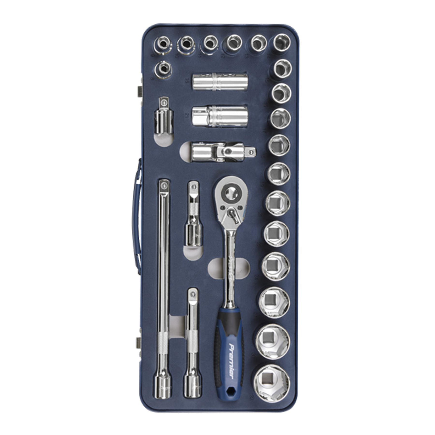 Sealey Socket Set 26pc Professional Lock-On Socket Set 1/2"Sq Drive 6pt Metric