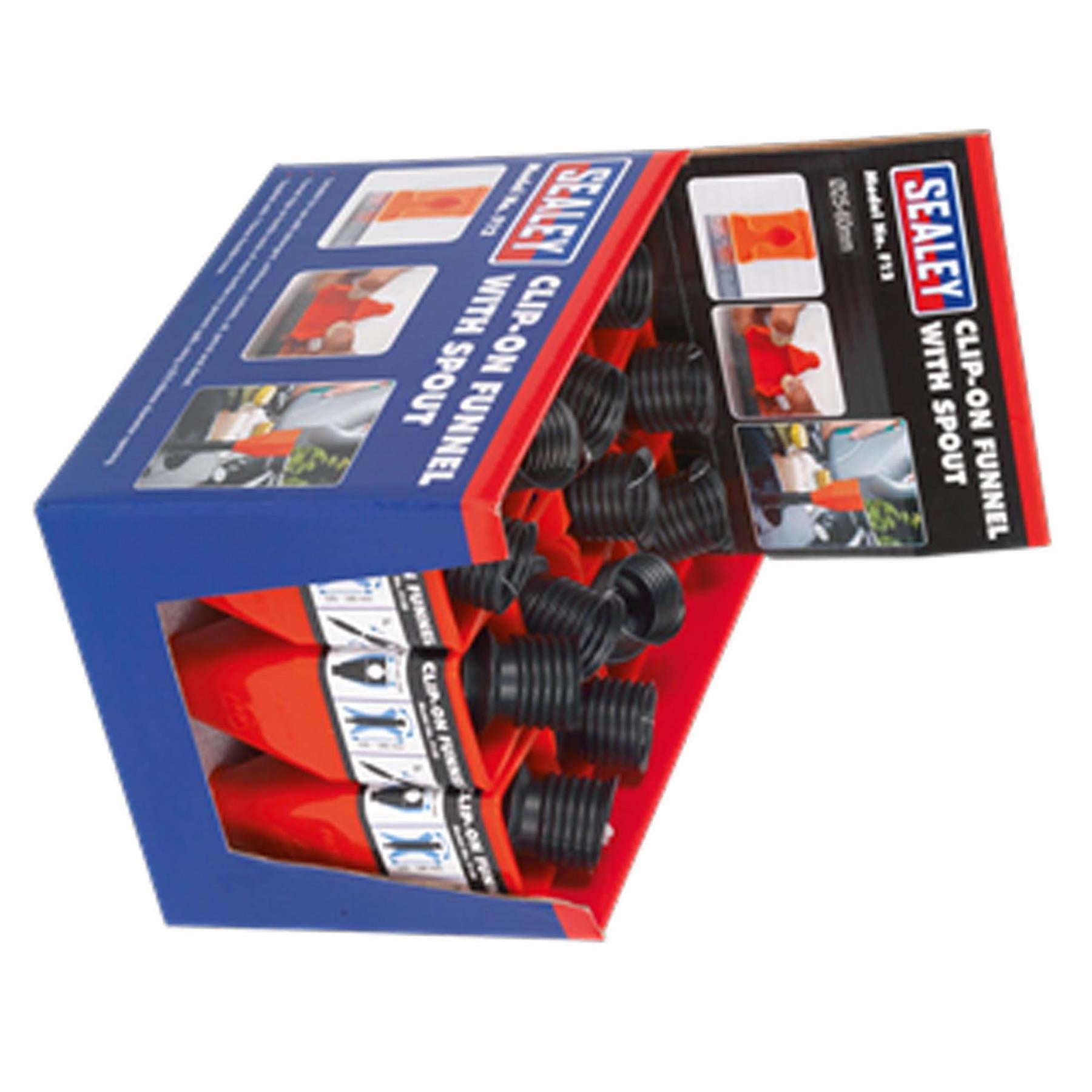 Sealey Clip-On Funnel with Spout - Display Box of 12