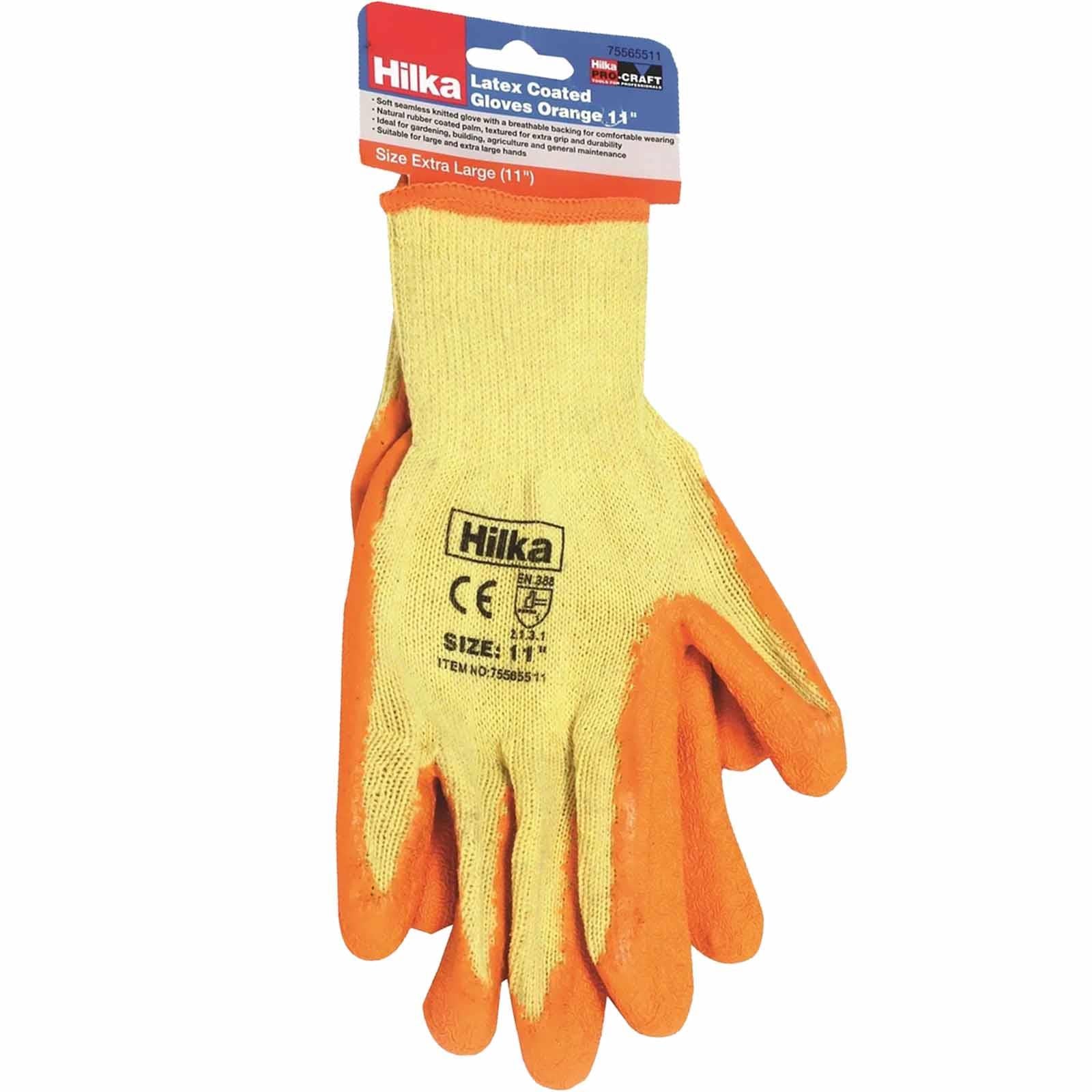 Orange Latex Coated Work Gloves