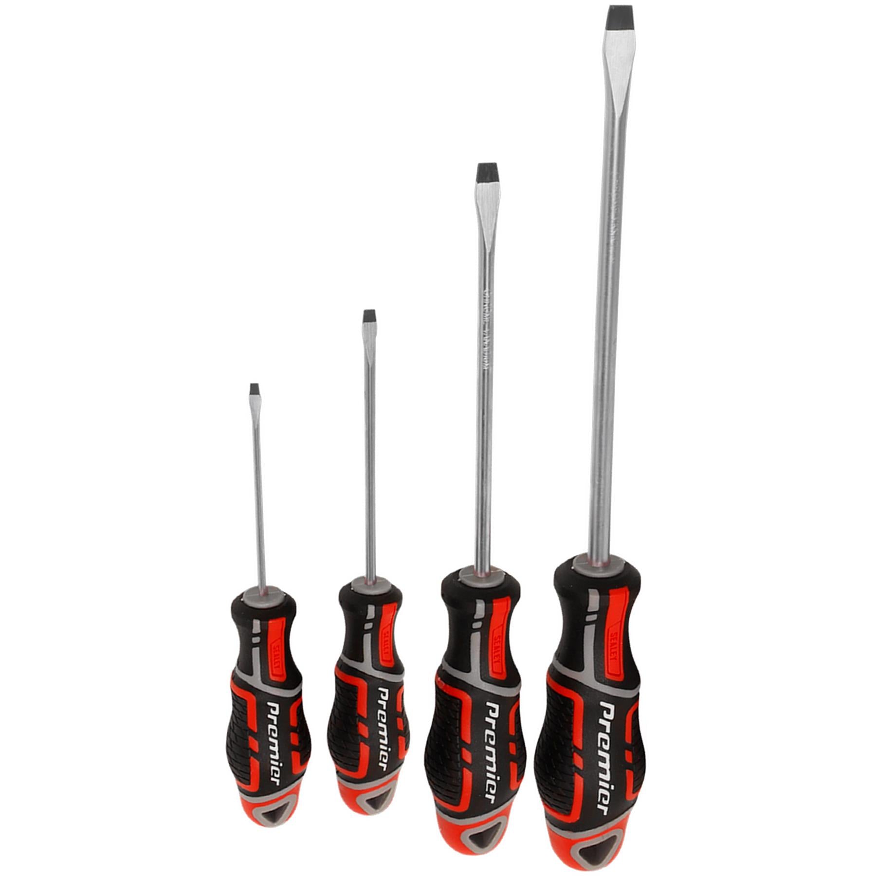 Sealey 8pc Screwdriver Set Slotted Phillips Pozi 75-200mm Magnetic GripMax Red
