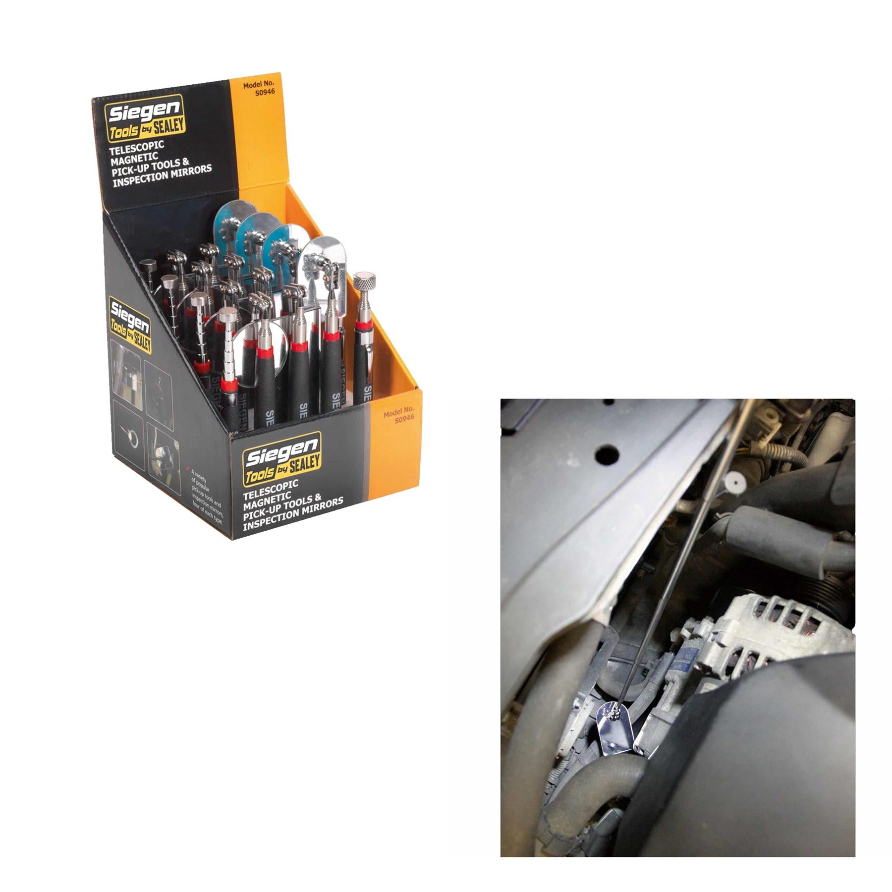 Sealey Tele Magnetic Pick-Up Tools & Inspection Mirrors Box of 20