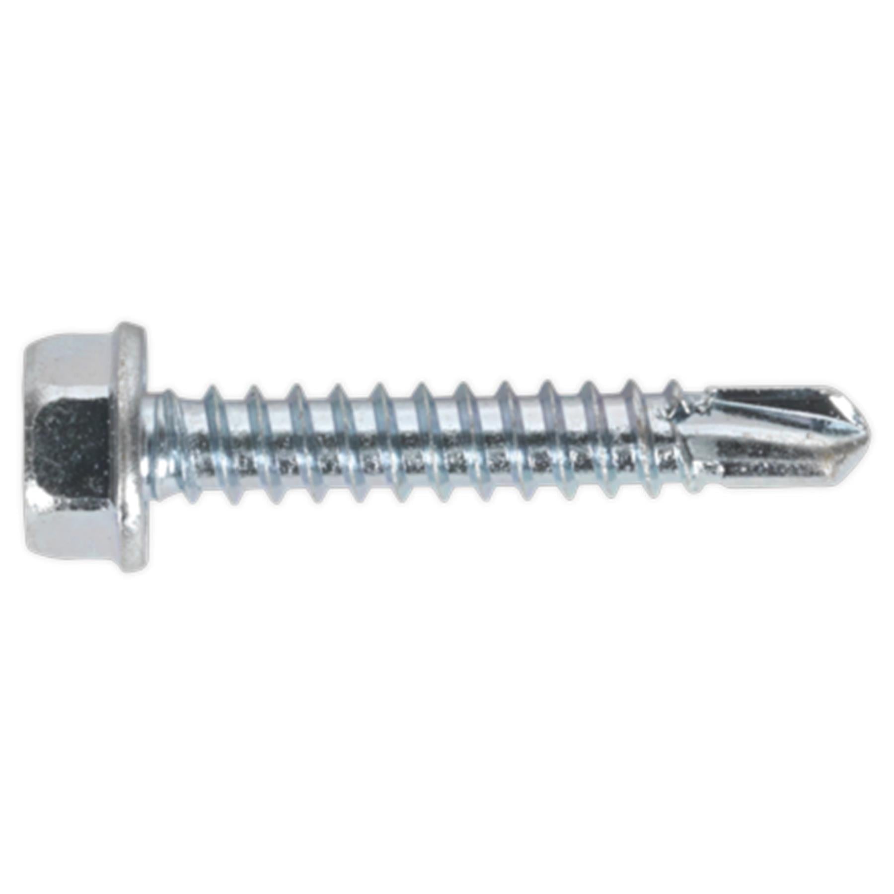 Sealey Self Drilling Screw 4.2 x 25mm Hex Head Zinc Pack of 100