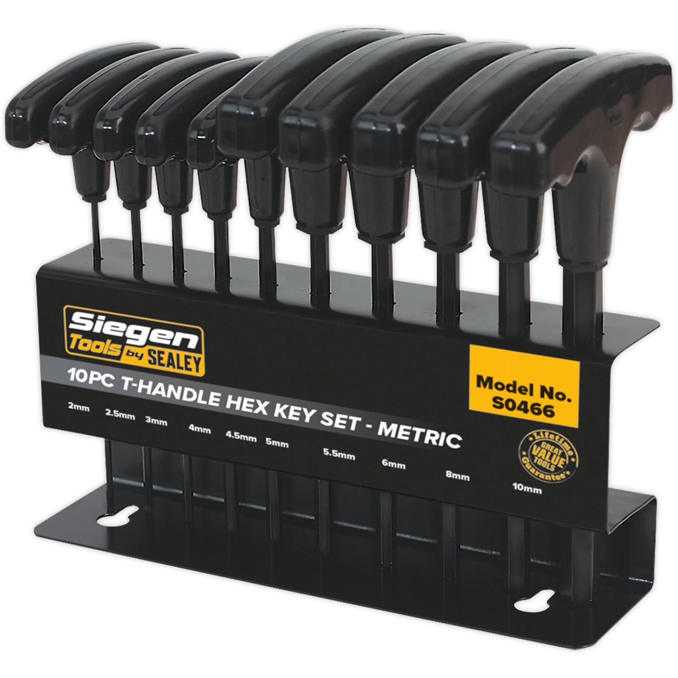 Sealey Hex Key Set 10pc T-Handle - Metric