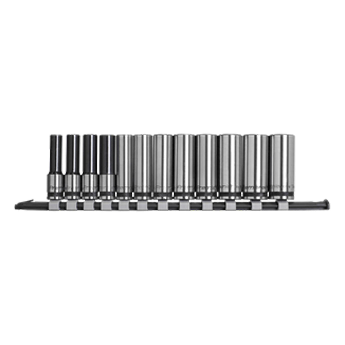 Sealey Socket Set Deep 12pc 3/8"Sq Drive Metric - Black Series