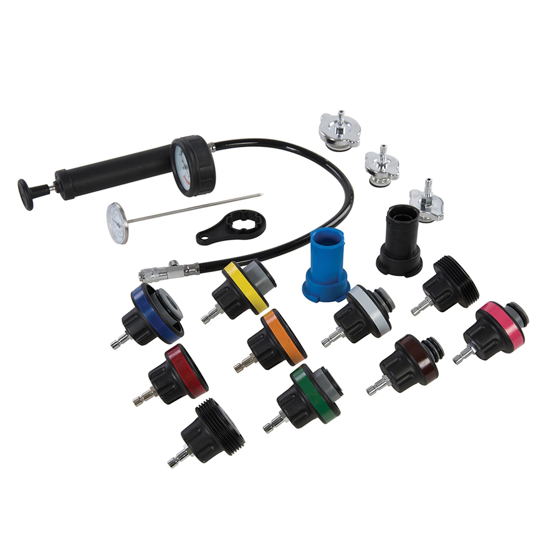 Radiator Pressure Test Kit 18Pc Hand Pump With Gauge For Pressurisation