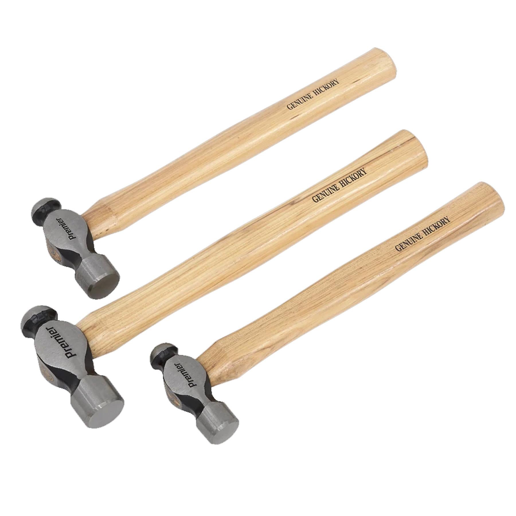 Sealey Ball Pein Hammer Set 3pc Hickory Shafts