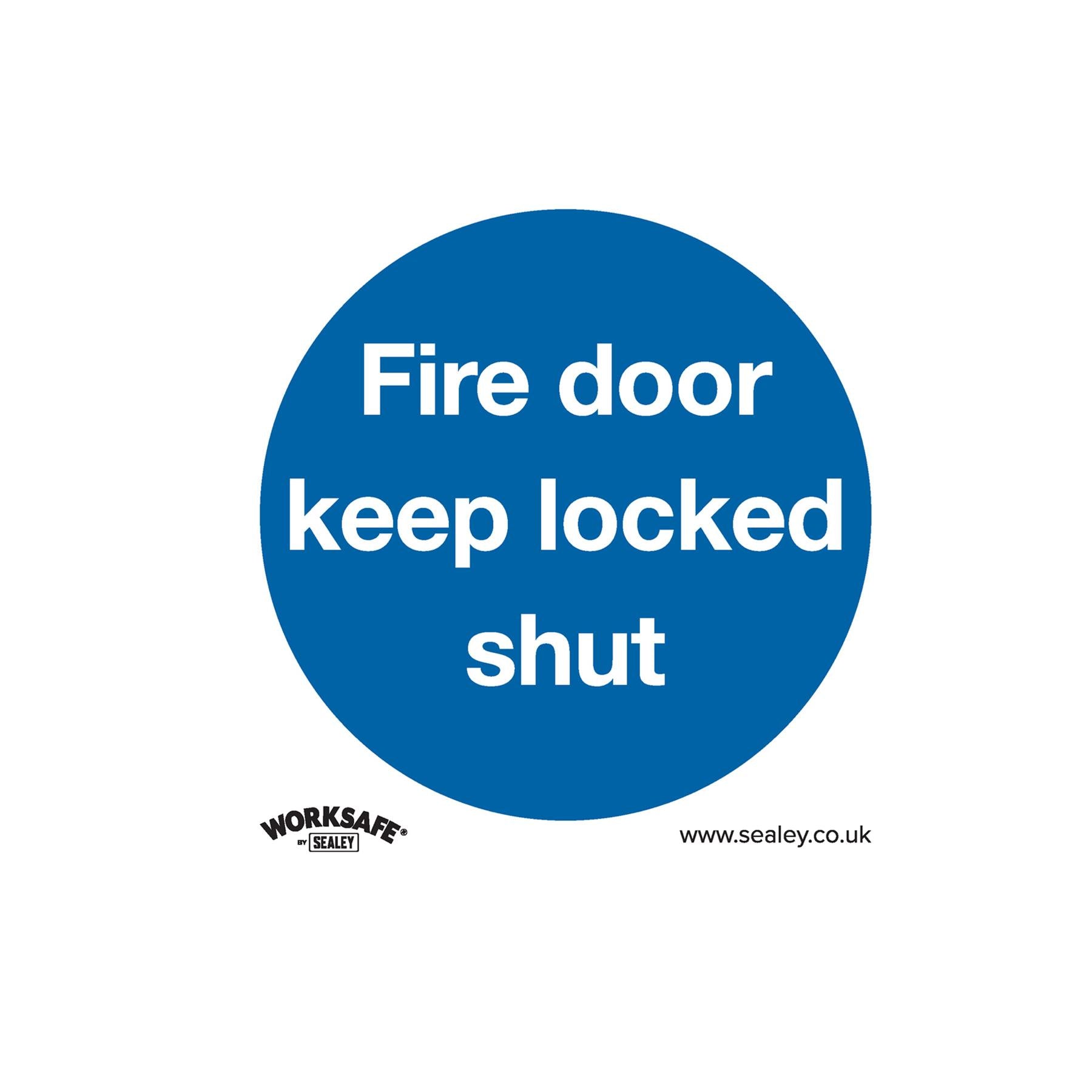 Sealey Safety Sign - Fire Door Keep Locked Shut- Plastic - Pk of 10