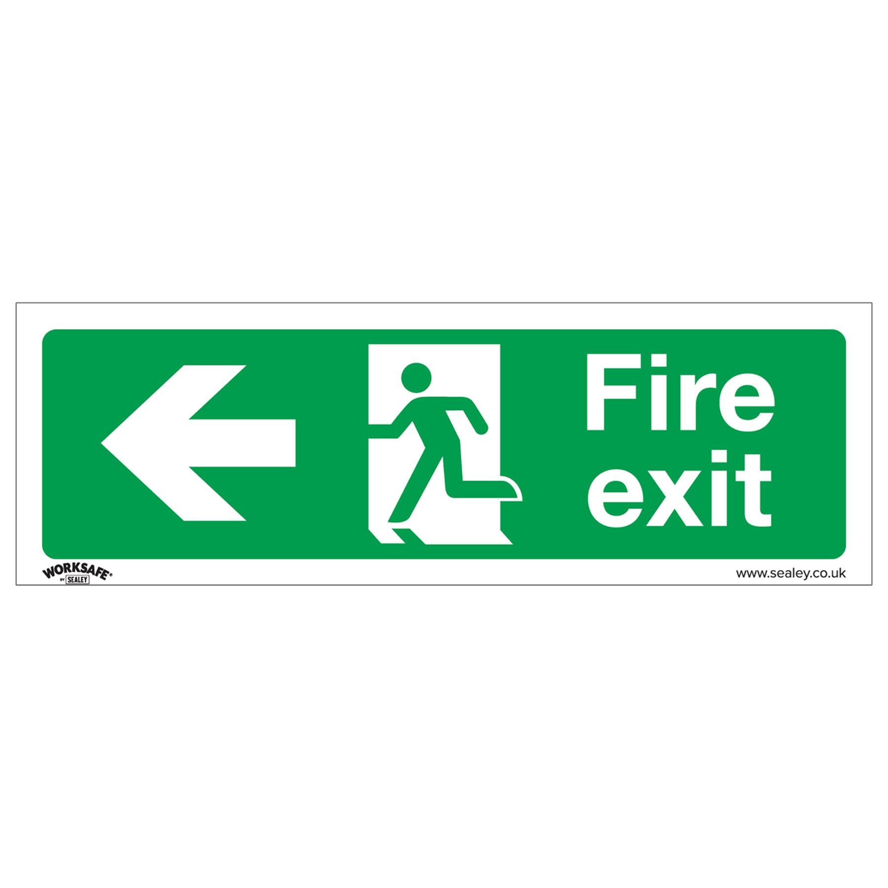 Sealey Safety Sign - Fire Exit (Left) - Slf-Adhes. Vinyl - Pk of 10