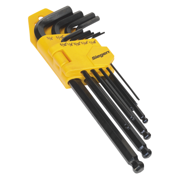 Sealey Ball-End Hex Key Set 9pc Long Imperial