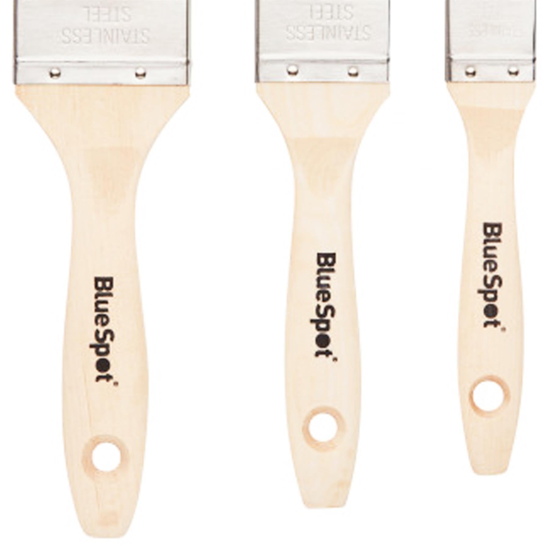 BlueSpot 3 PCE Synthetic Wooden Handle Paint Brushes Set 1", 1 ½" and 2"