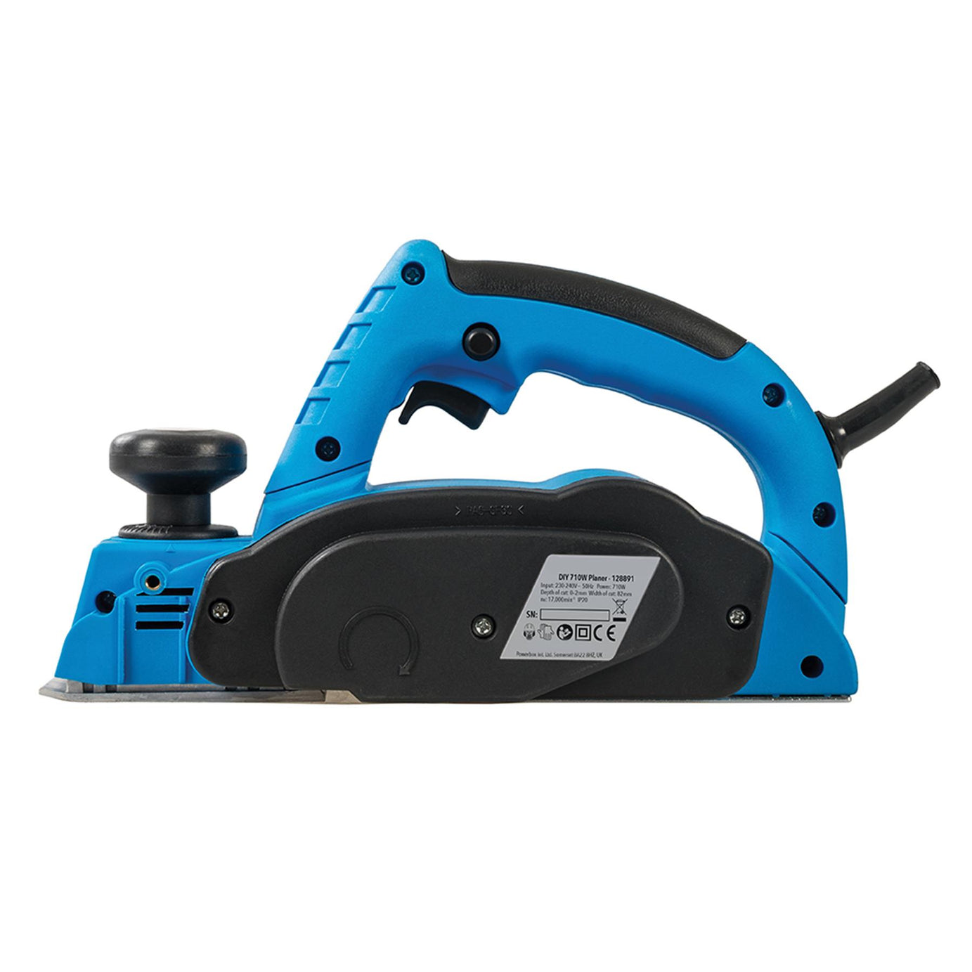 Heavy Duty 710W Electric Planer With Parallel And Rebate Guides Dust Bag