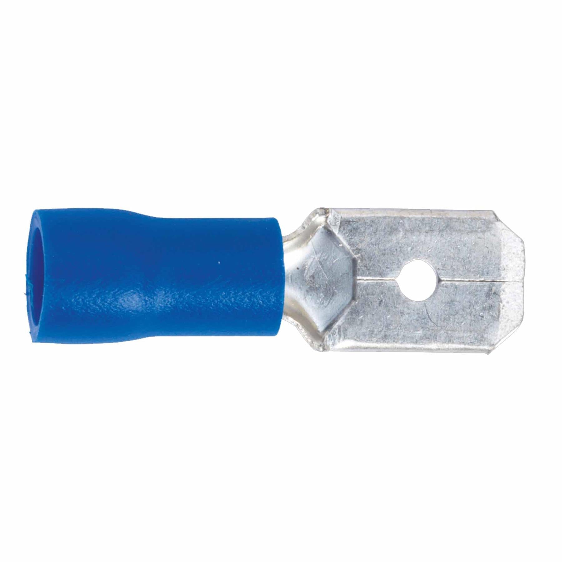 Push-On Terminal 6.3mm Male Blue Pack of 100. Sealey