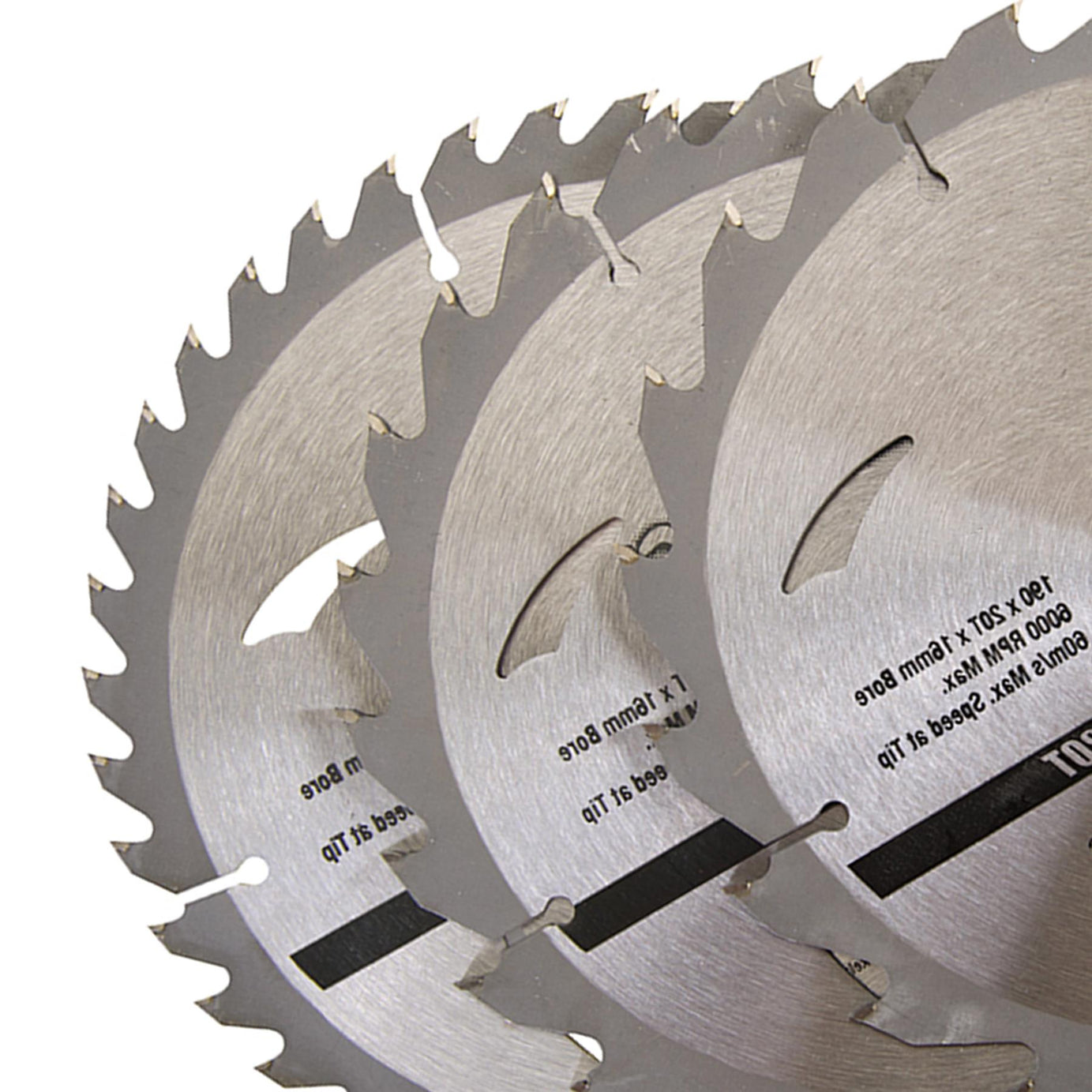 3 Piece TCT Circular Saw Blade Set 190 x 16 - No Ring