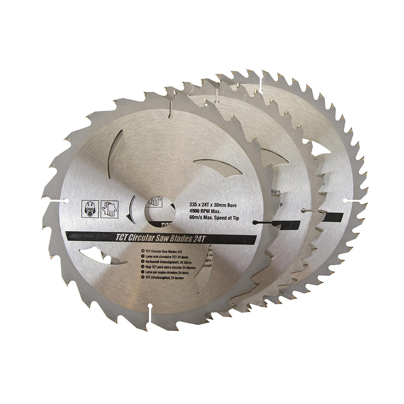 TCT Circular Saw Blades 24 40 48T 3Pk 235 x 30-25 16mm Rings Hardwood Softwood Chipboards Cutting