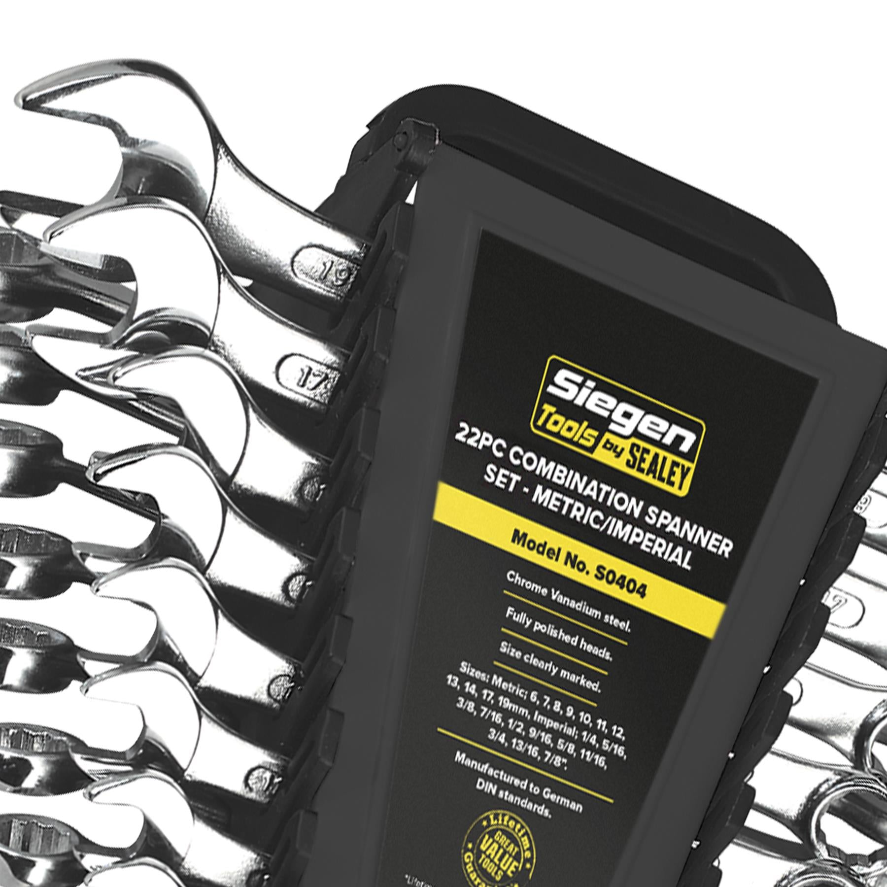 Sealey Combination Spanner Set 22pc Metric/Imperial