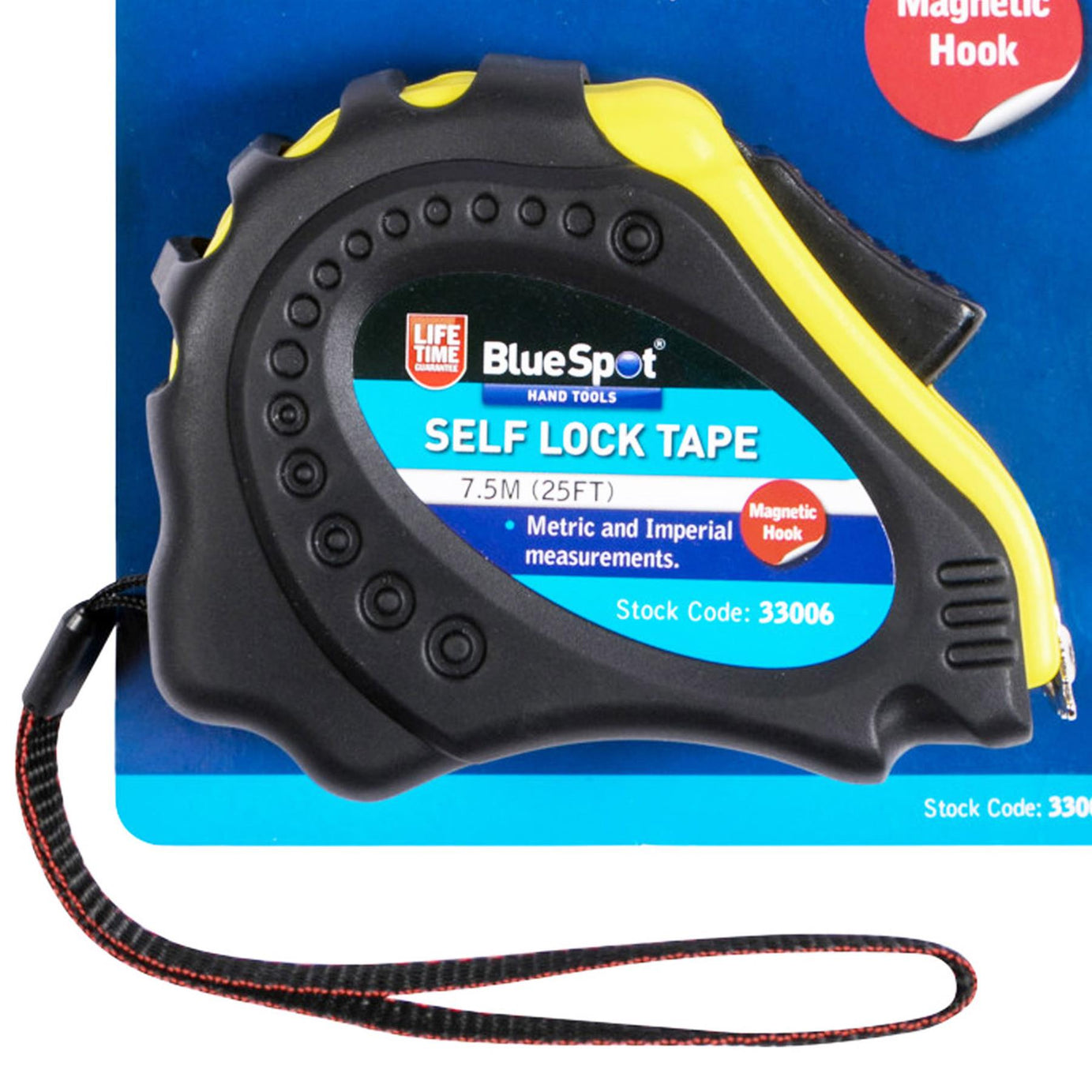 BlueSpot Tape Measure Magnetic Tip Auto Lock Imperial Metric Scale  7.5m (25FT)