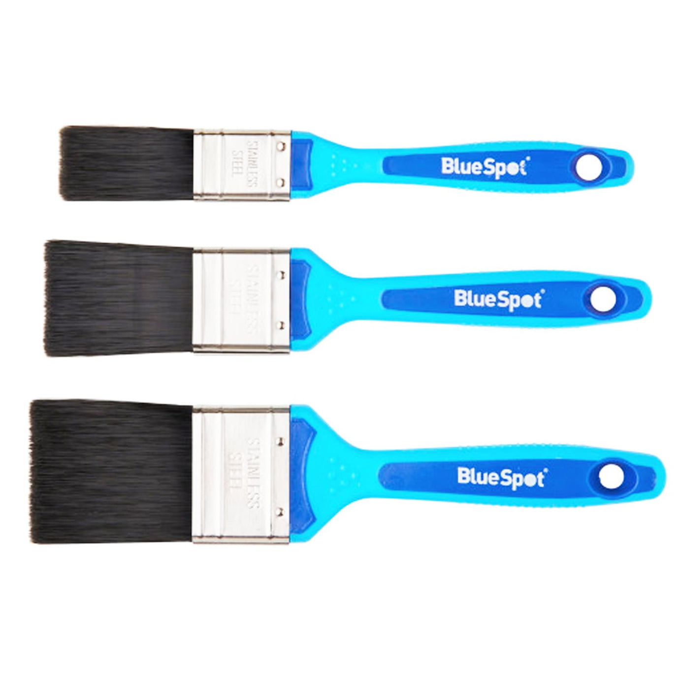 BlueSpot 3 PCE Synthetic Paint Brush Set with Soft Grip Handle 1", 1 ½" and 2"