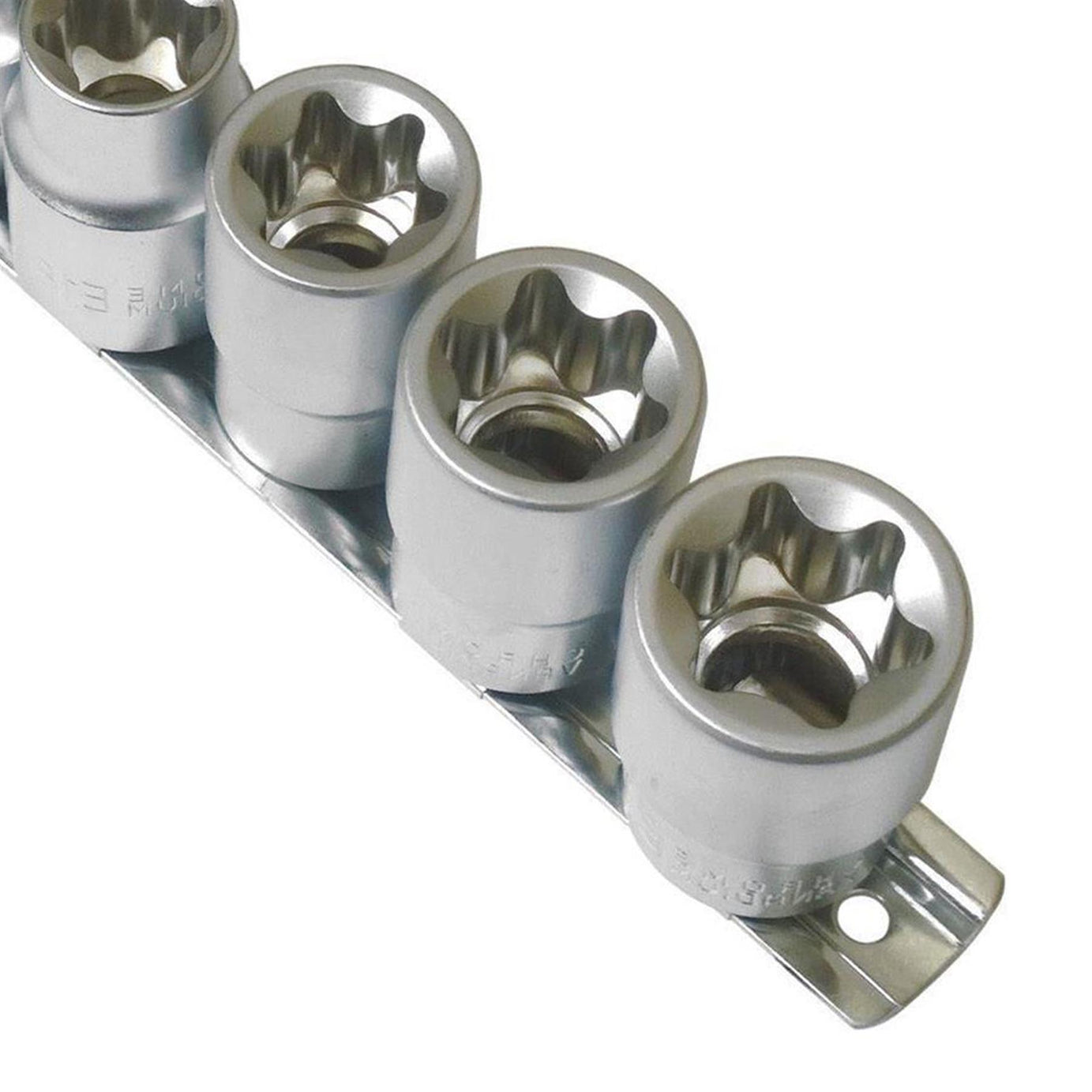 Hilka Female TORX Bit STAR E Socket Set on Rail 1/4” 3/8” & 1/2” Drive. 14 TORX