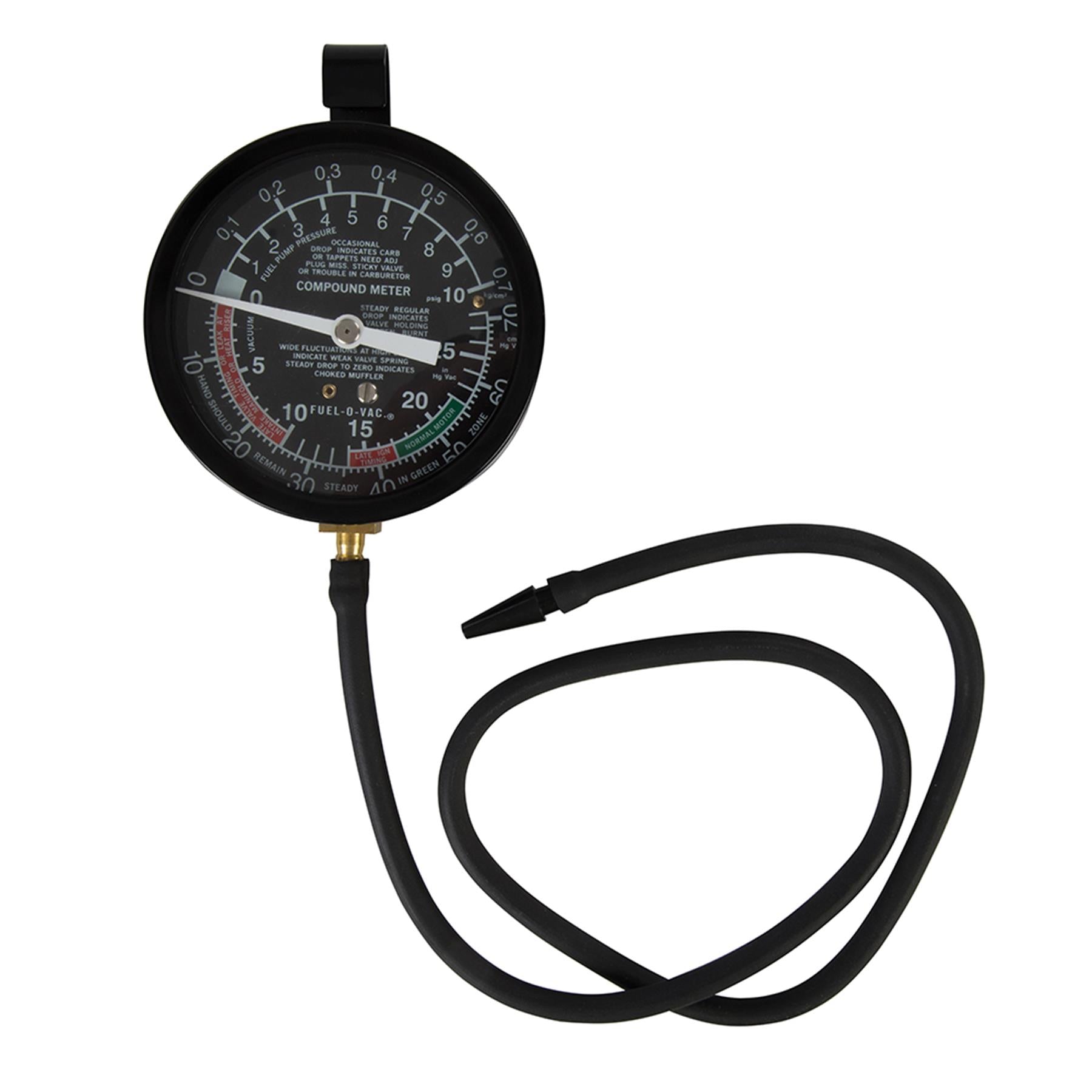 Vacuum & Fuel Pump Pressure Test Gauge 0 - 10psig / 0 - 25Hg With Rubber Bumper