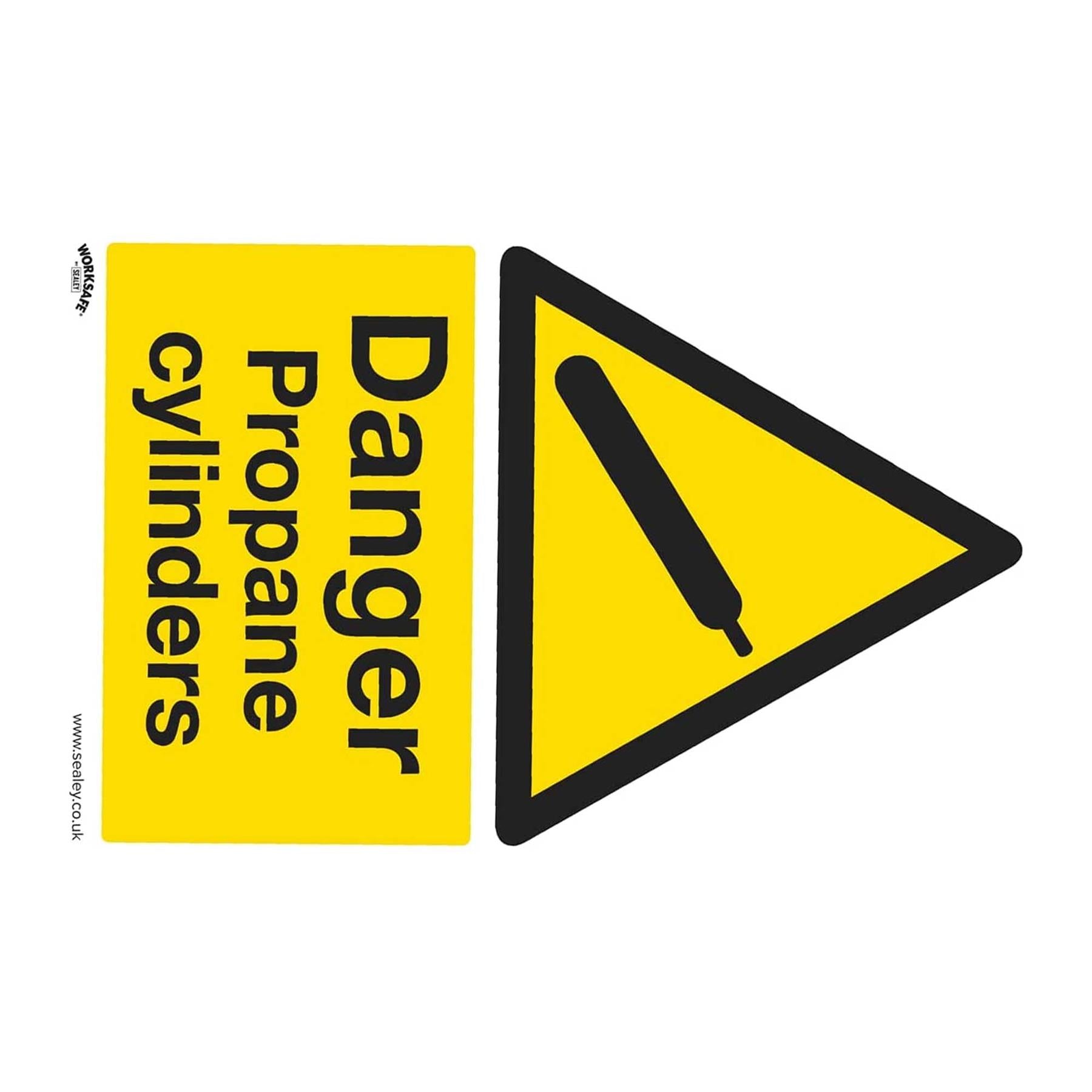 Sealey Warning Safety Sign - Danger Propane Cylinders - Self-Adhesive Vinyl