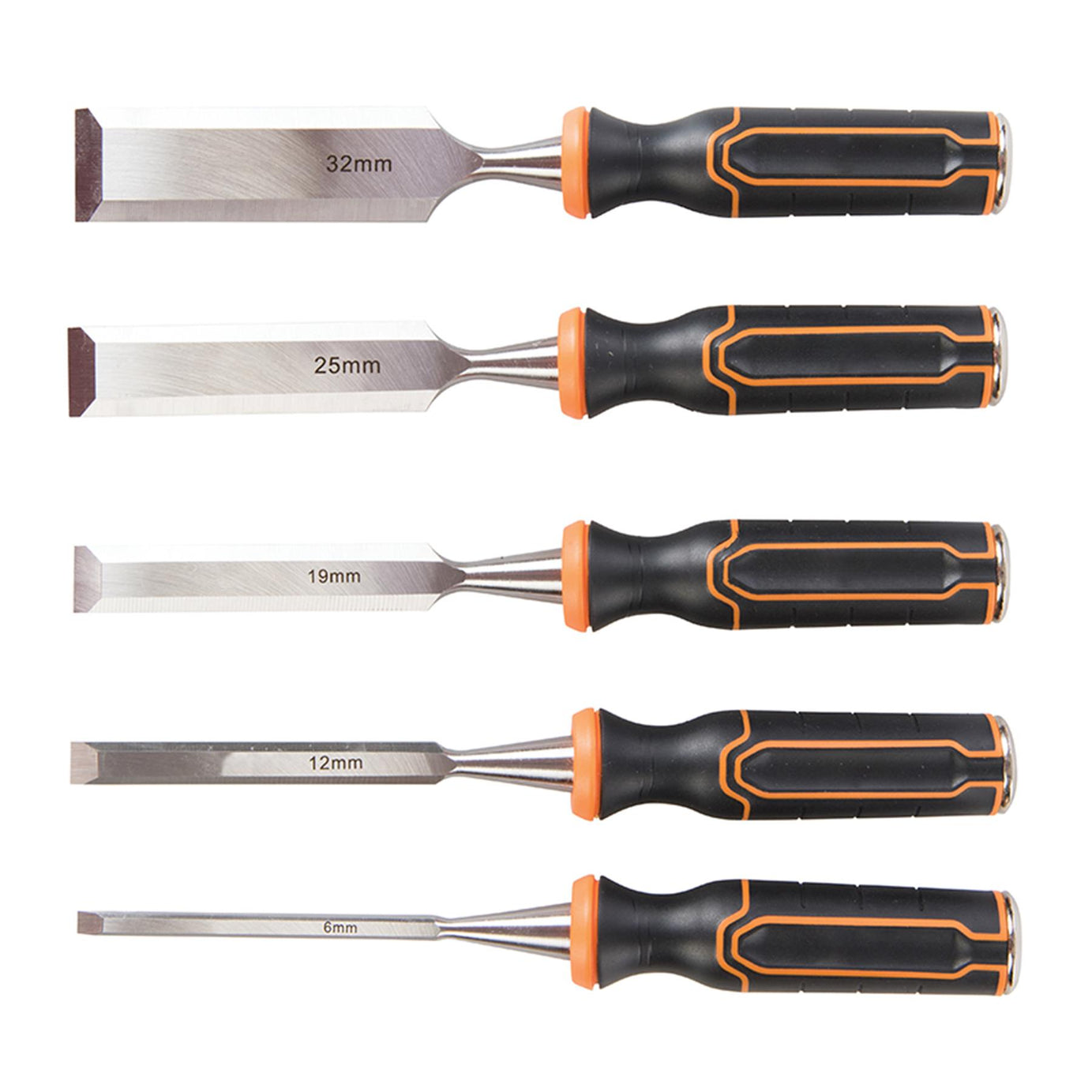 Wood Chisel Set Hardedned Steel Blade & Soft Grip Handle 5 6, 12, 19, 25 & 32mm