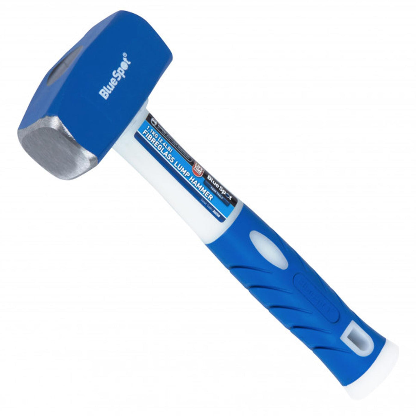 BlueSpot 2.4lbs Fibreglass Handle Hardened Steel Lump Hammer Club 1.1kg