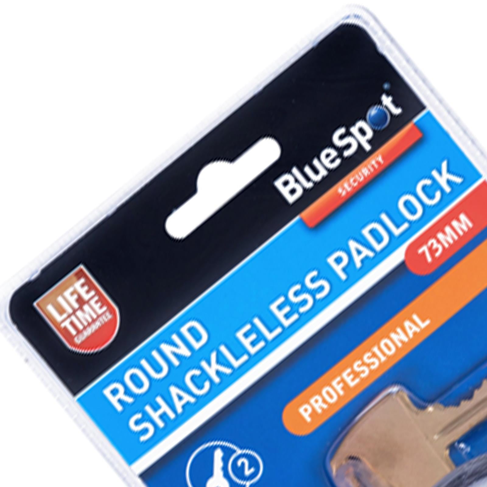 BlueSpot 73mm Ø Round SHACKLELESS PADLOCK Chrome Finish Shed Gate Garage Bike