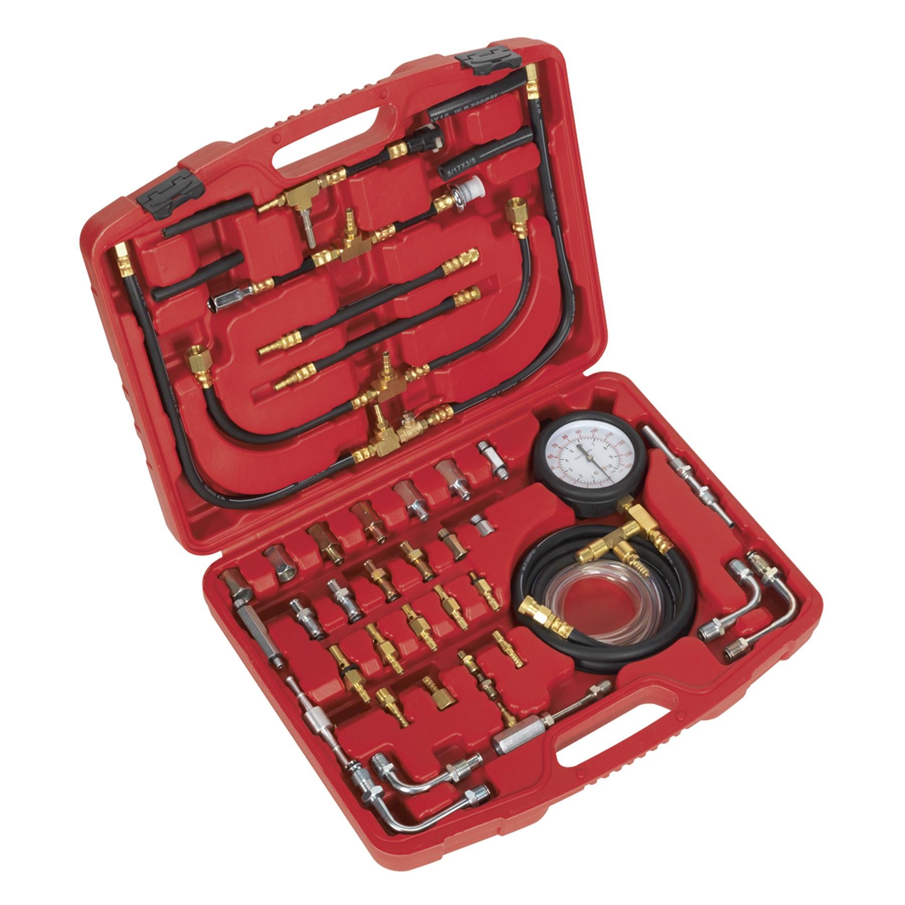 Sealey Fuel Injection Pressure Test Kit Quick Couplings & Safety Valve
