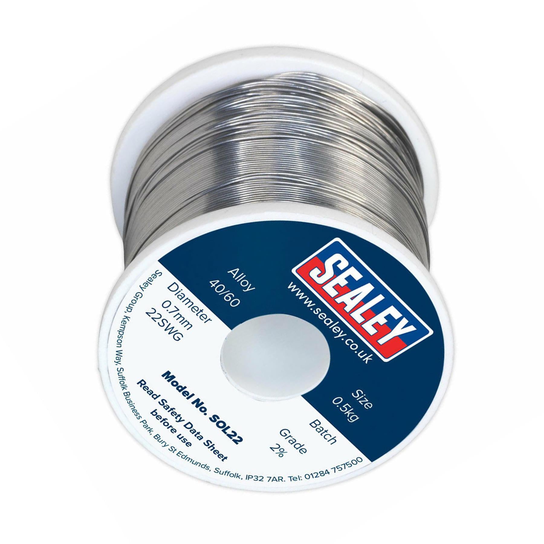Sealey Solder Wire Quick Flow 2% 0.7mm/22SWG 40/60.5kg Reel