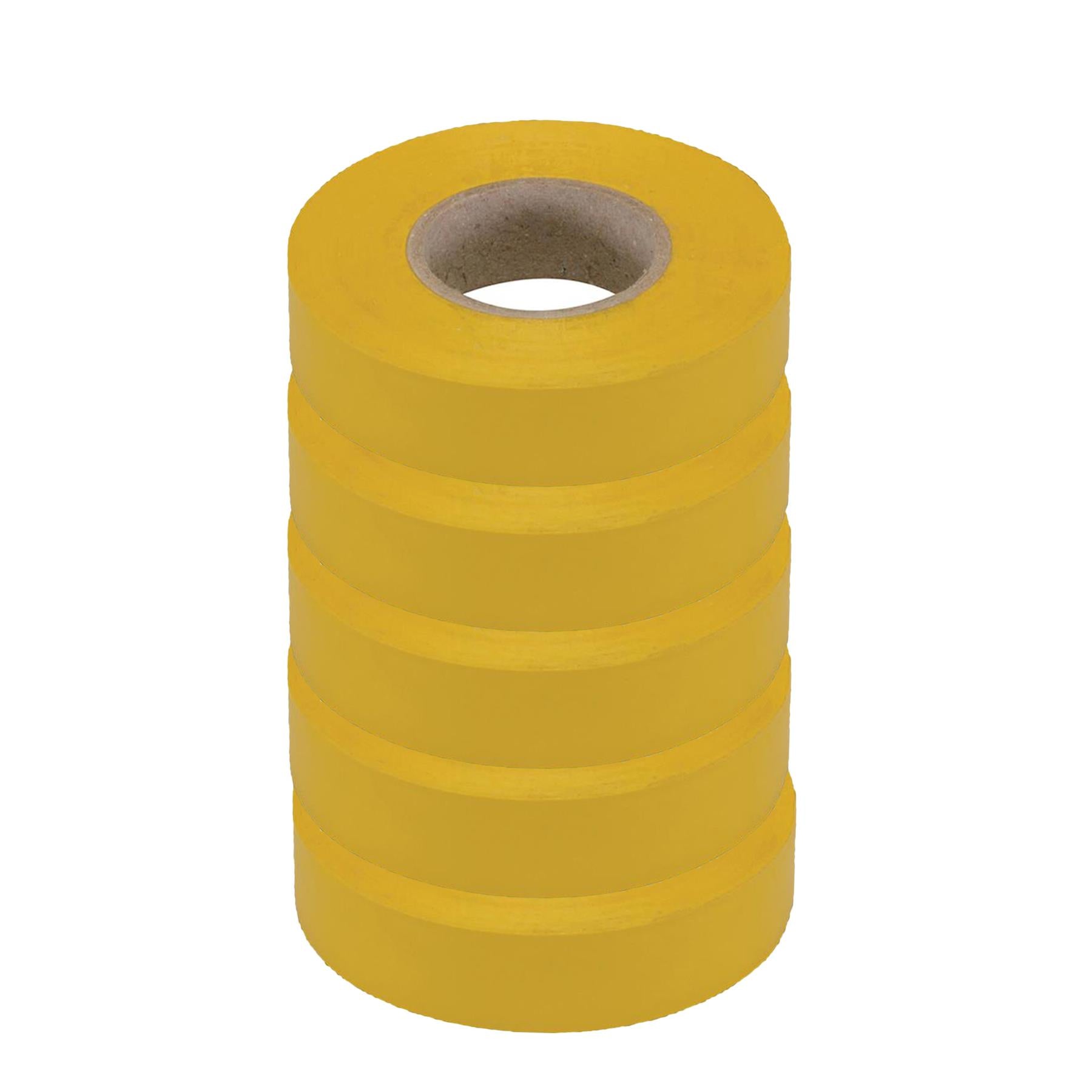5 x PVC Insulation Electrical Tape Flame Retardent Yellow  19mm x 33mm