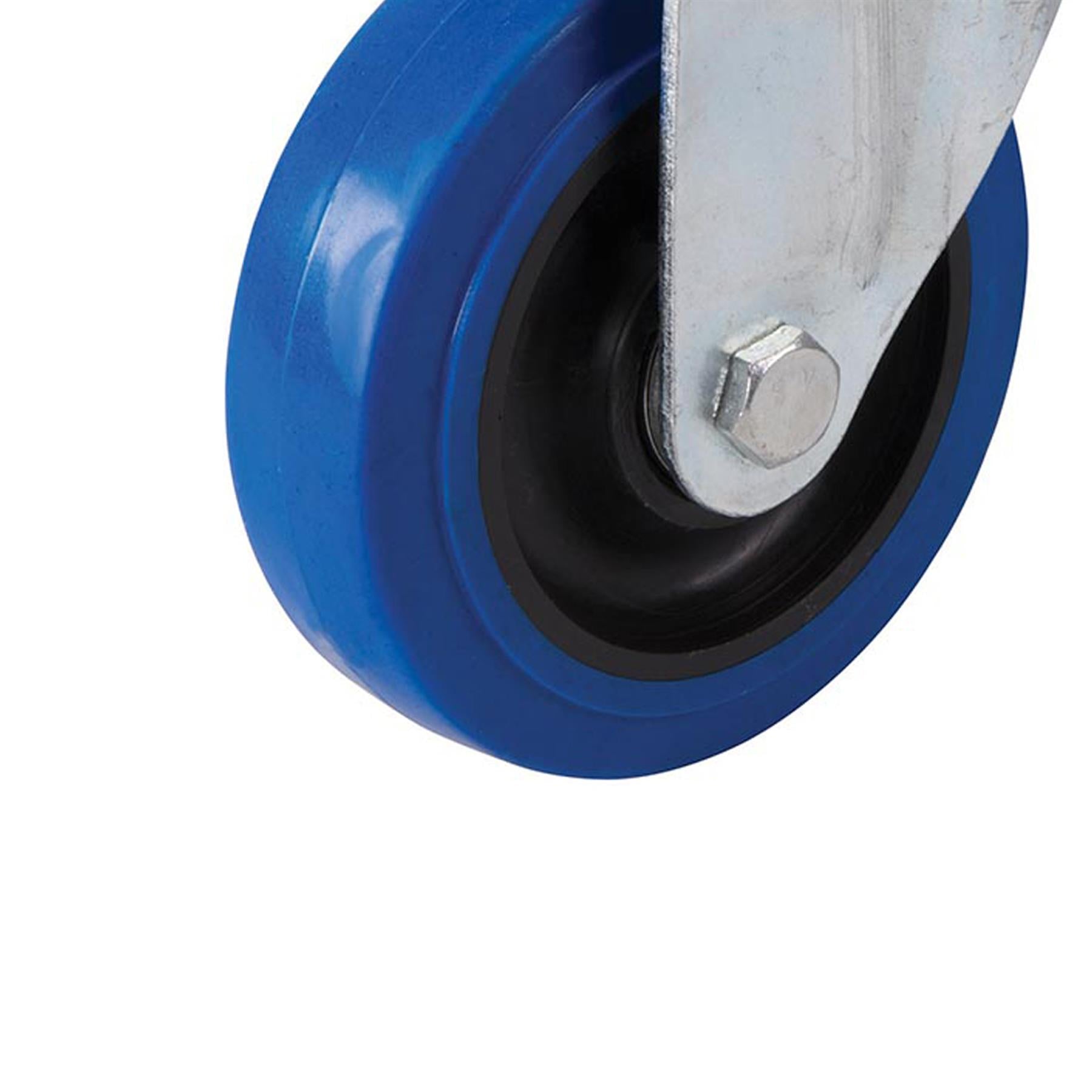 100mm Elastic Rubber SWIVEL & BRAKE Castor Wheel -140KG Limit- Non-Marking Tyre