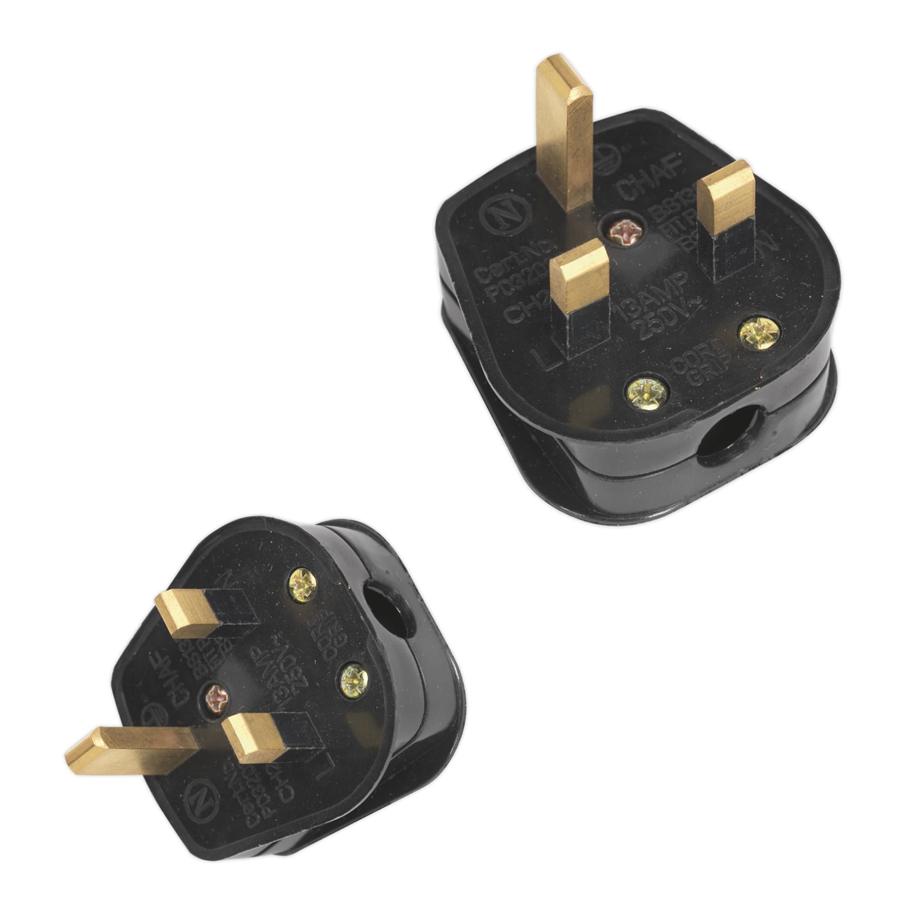 Resilient  Black 13Amp plug Heavy-Duty PL13/320S Sealey