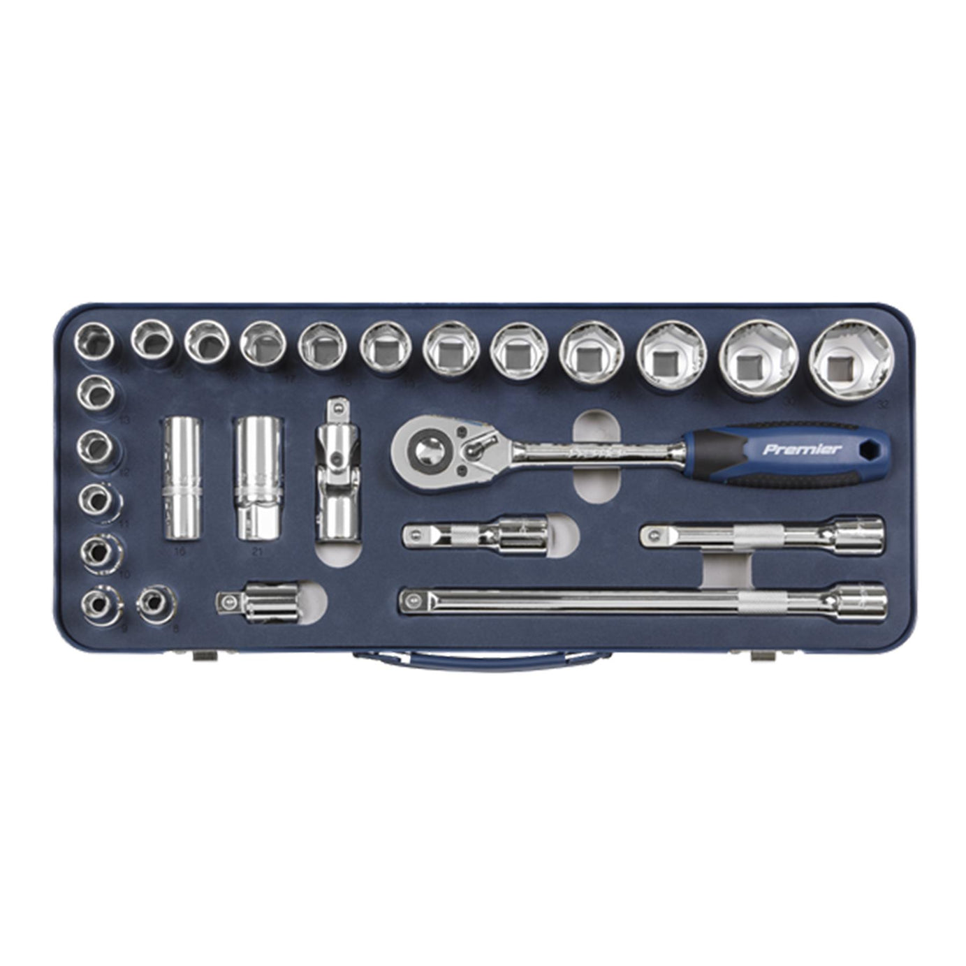 Sealey Socket Set 26pc Professional Lock-On Socket Set 1/2"Sq Drive 6pt Metric