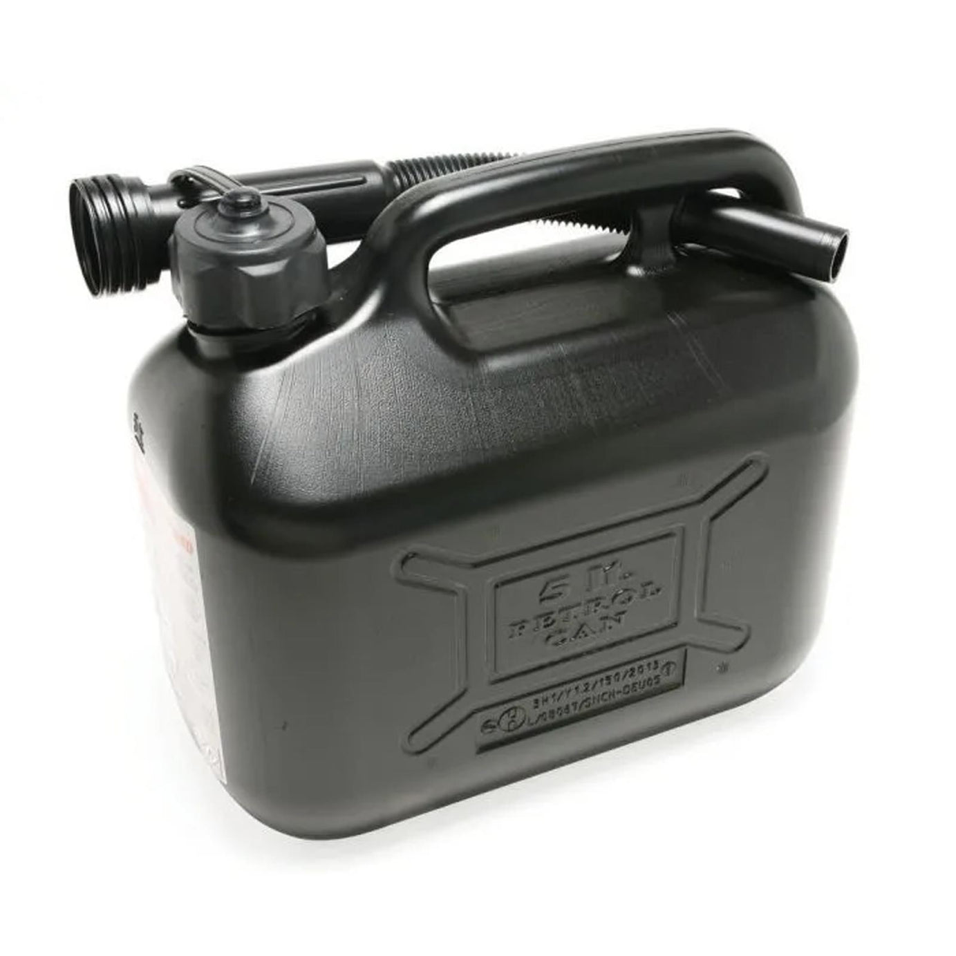 5L BLACK PLASTIC FUEL JERRY CAN PETROL DIESEL WATER 5 LITRE WITH SPOUT