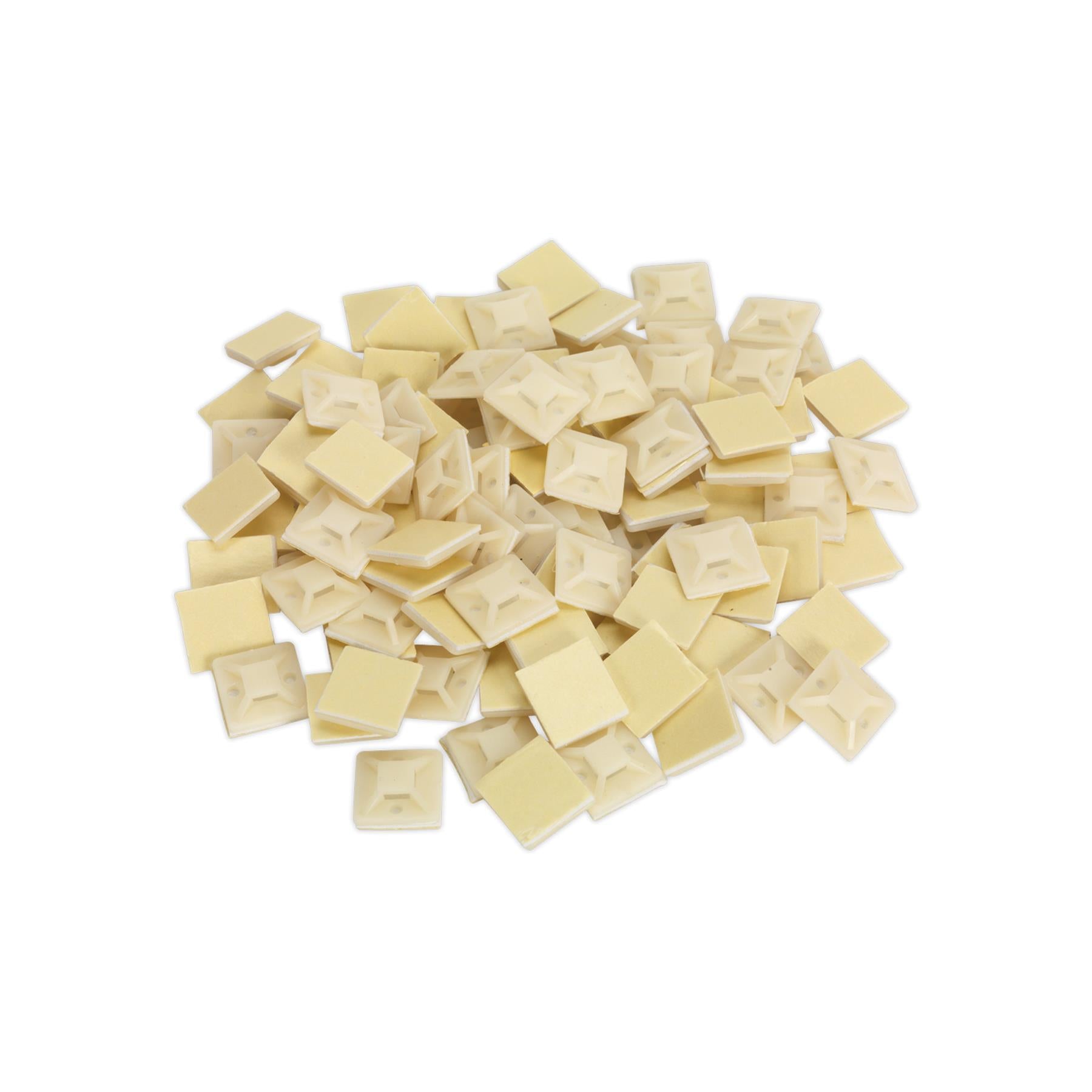 Sealey Self-Adhesive Cable Tie Mount 20 x 20mm White Pack of 100