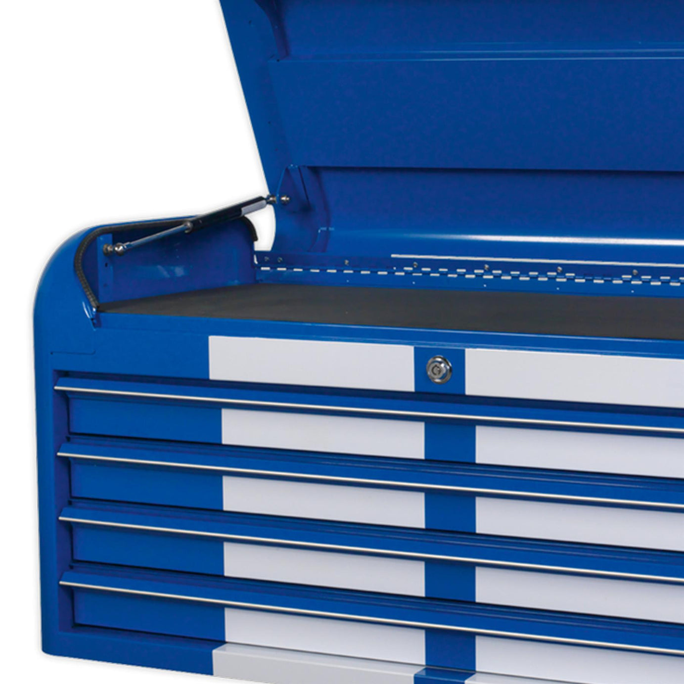 Sealey Topchest 4 Drawer Wide Retro Style - Blue with White Stripes