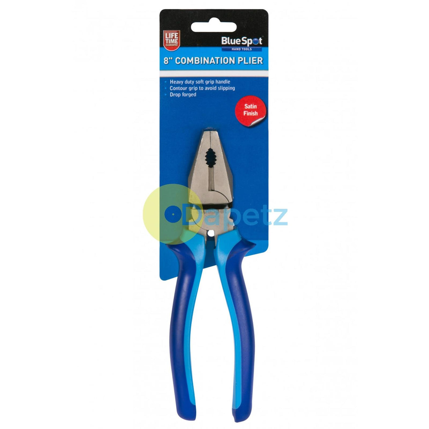 BlueSpot 200mm (8") Combination Plier Drop Forged Steel Soft Grip Vinyl Handles New Condition