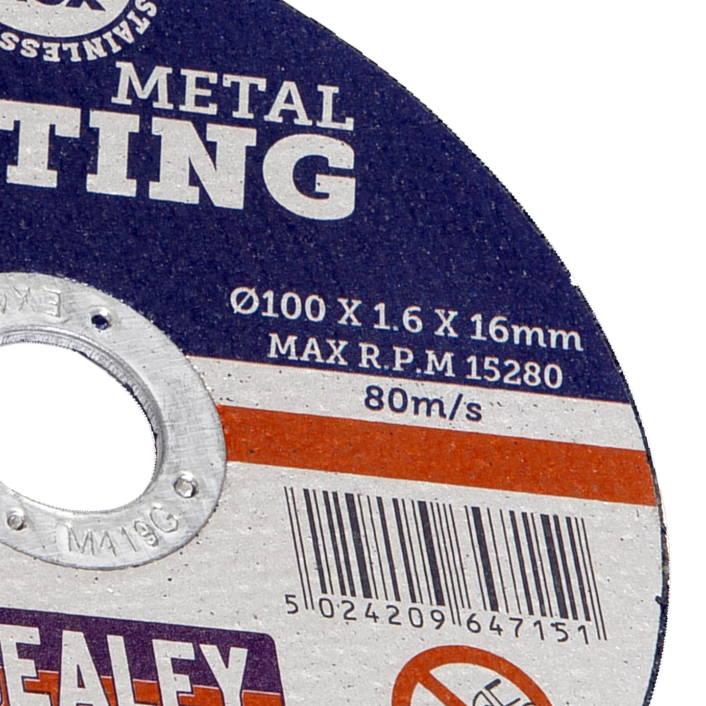 Sealey Cutting Disc 100 x 1.6mm 16mm Bore Stainless steel.