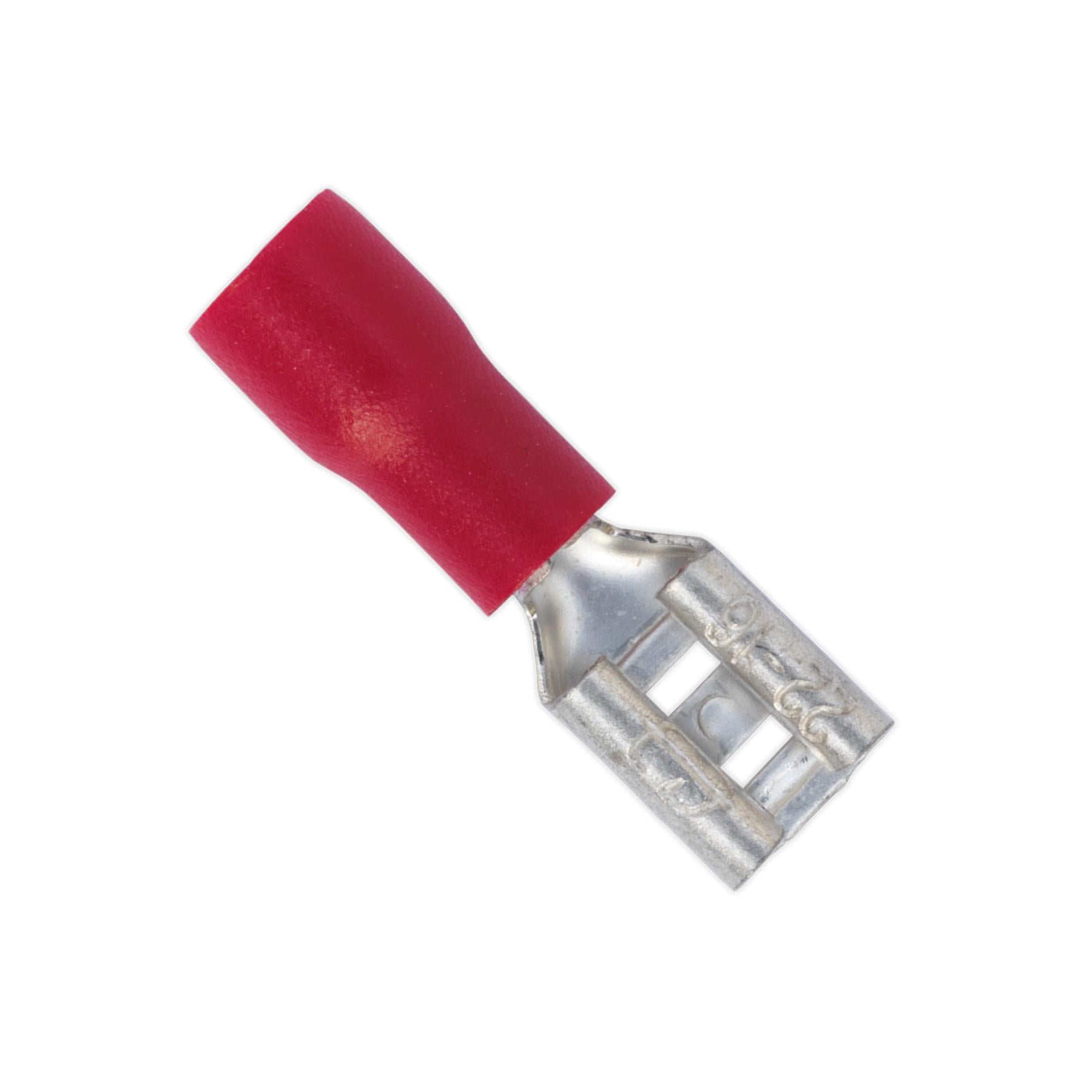 Sealey Push-On Terminal 4.8mm Female Red Pack of 100