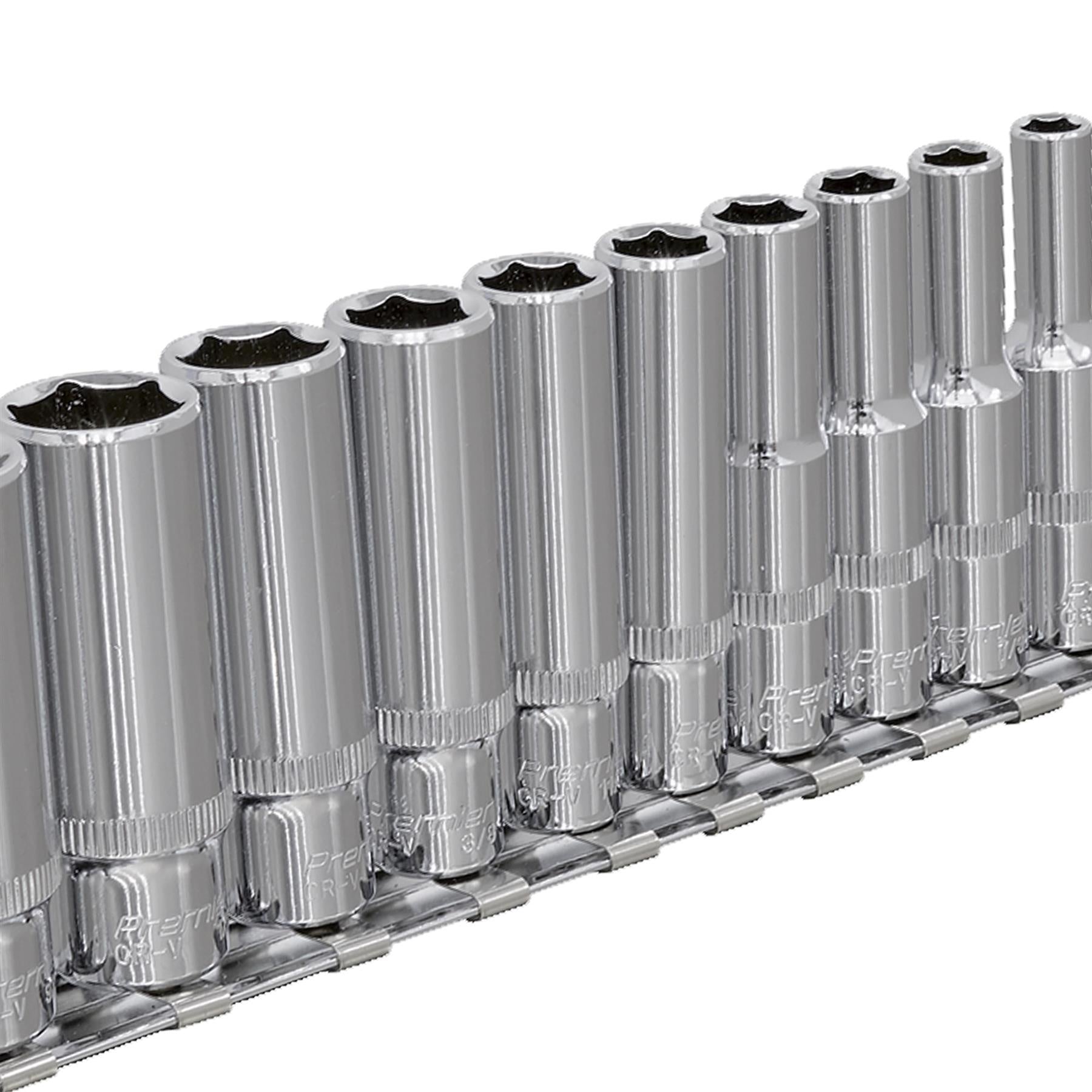 Sealey Socket Set 11pc 1/4"Sq Drive Deep WallDrive Imperial