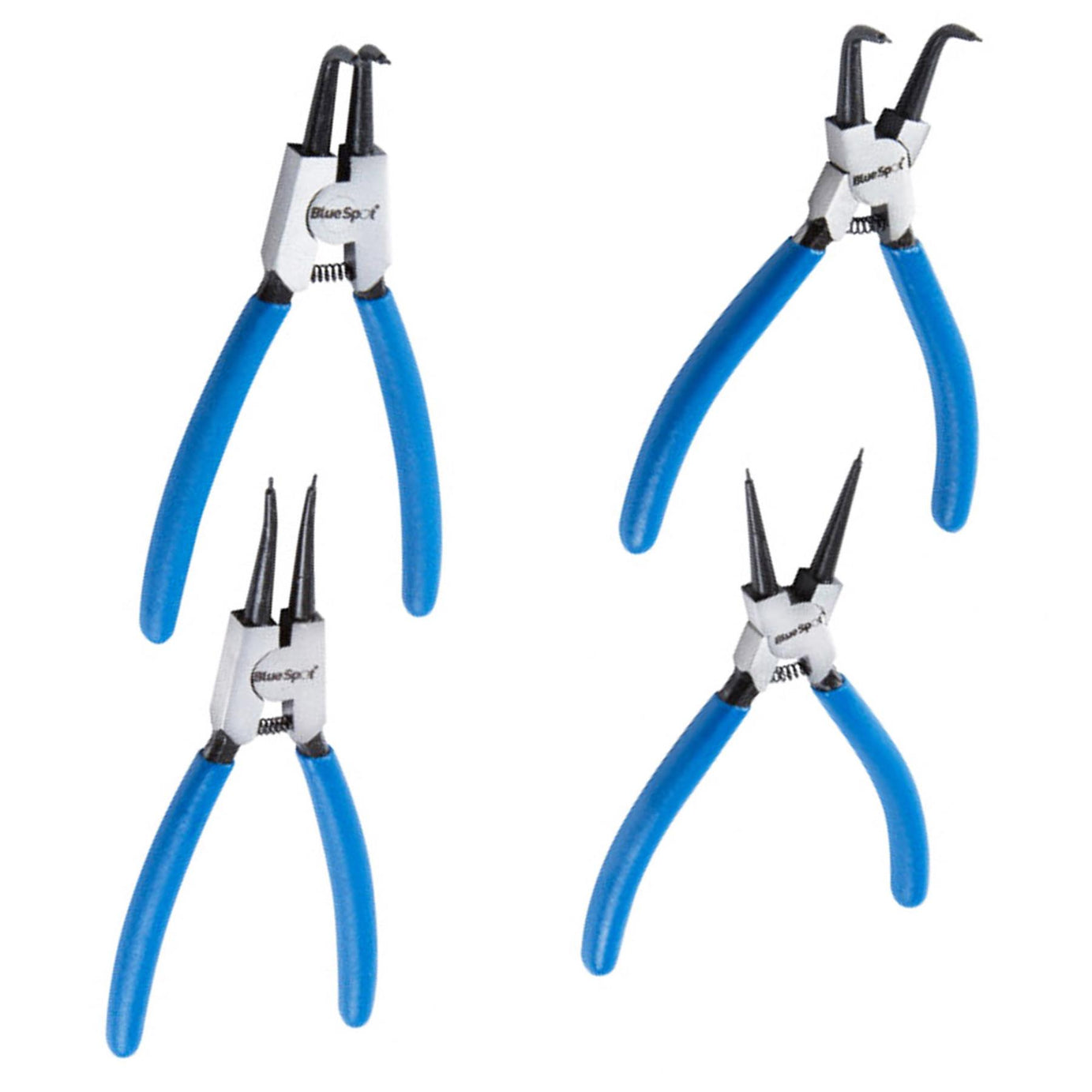 Bluespot 4pc Circlip Snap Ring Pliers Internal External Bent Straight Plier Set