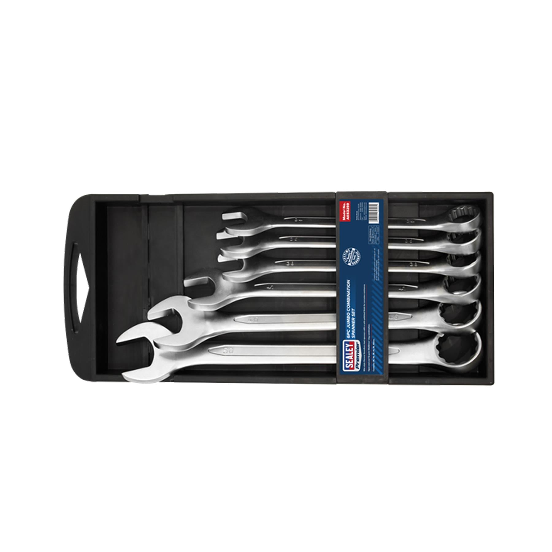 Sealey Combination Spanner Set 6pc Jumbo Metric Chrome Vanadium Steel