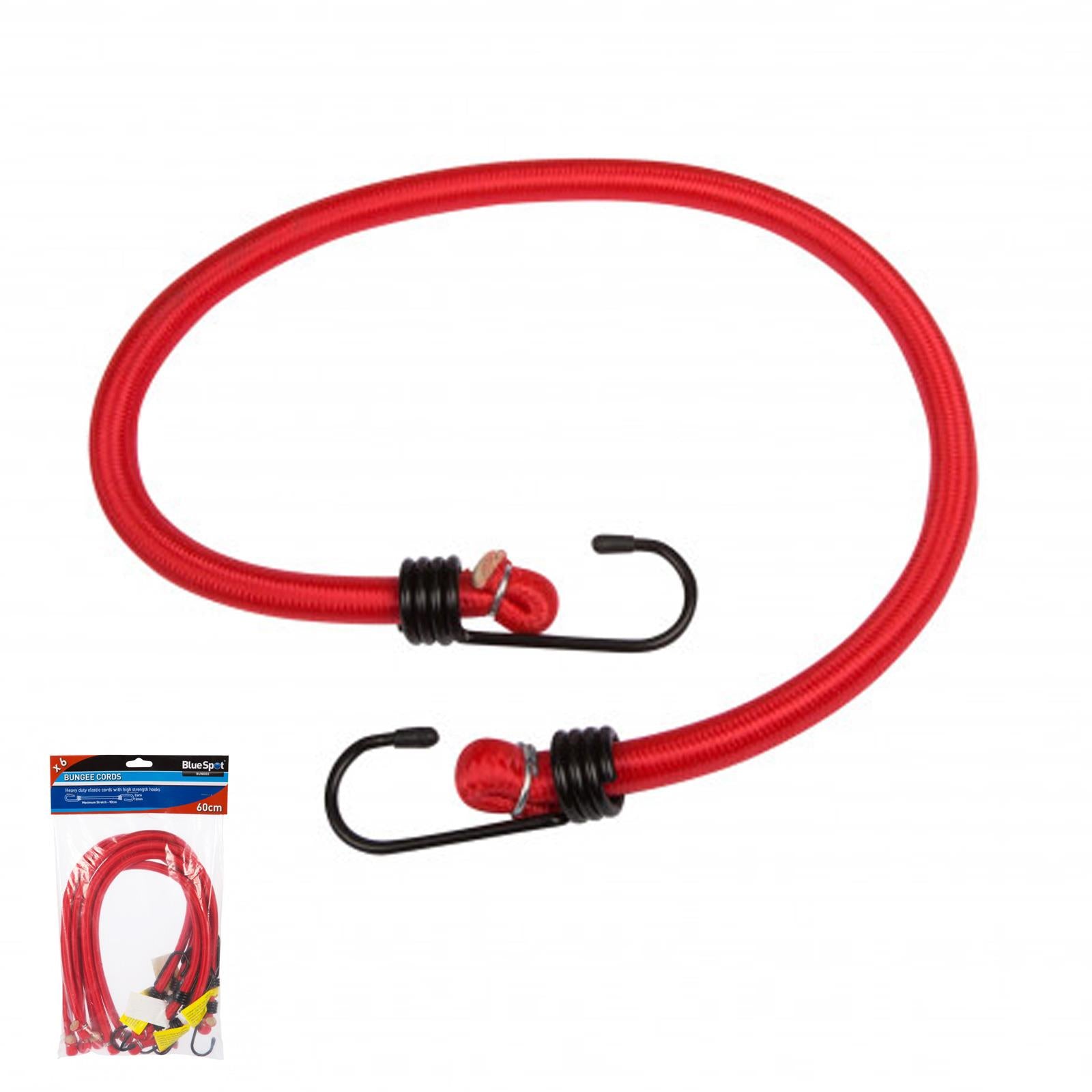 Bluespot Bungee Straps Cords 6Pce 60cm With Hooks Elasticated Rope Cord Car Bike